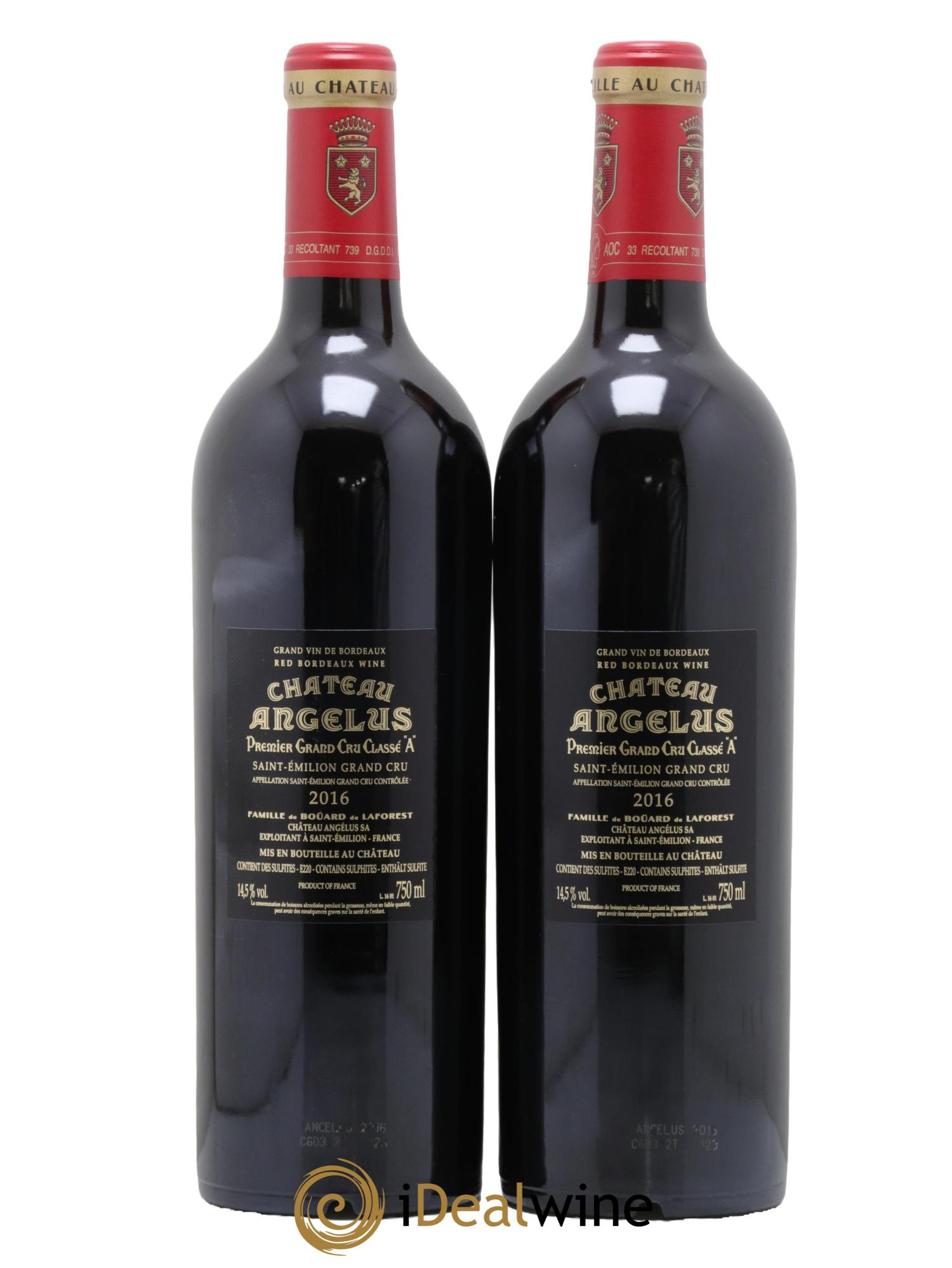 Château Angélus 1er Grand Cru Classé A 2016 - Lot de 2 bouteilles - 1