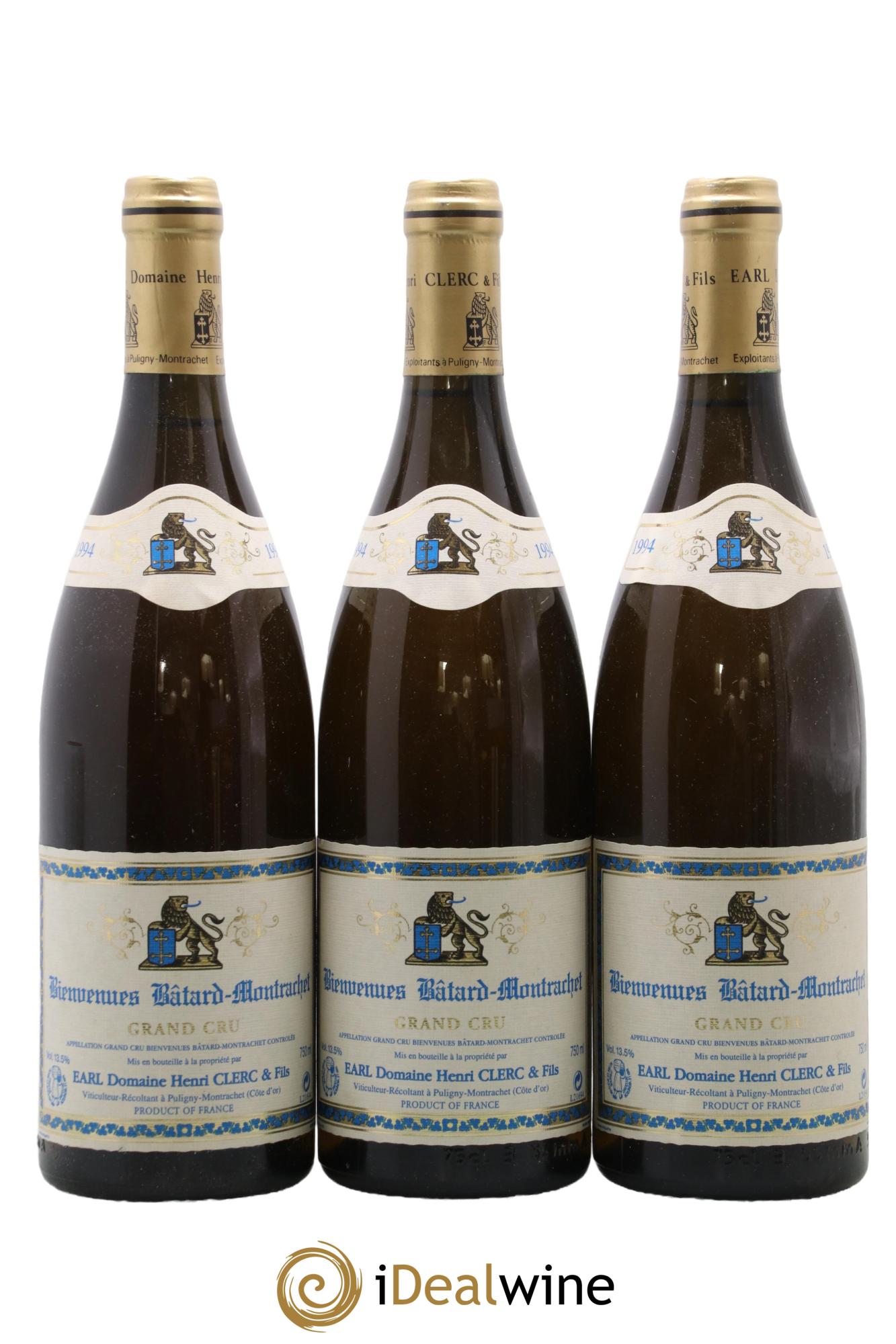 Bienvenues-Bâtard-Montrachet Grand Cru Henri Clerc 1994 - Lot de 3 bouteilles - 0