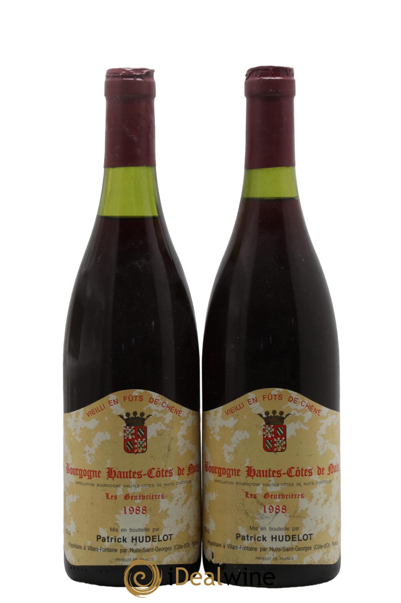 Hautes-Côtes de Nuits Les Genevrières Patrick Hudelot 1988 - Lot de 2 bouteilles - 0