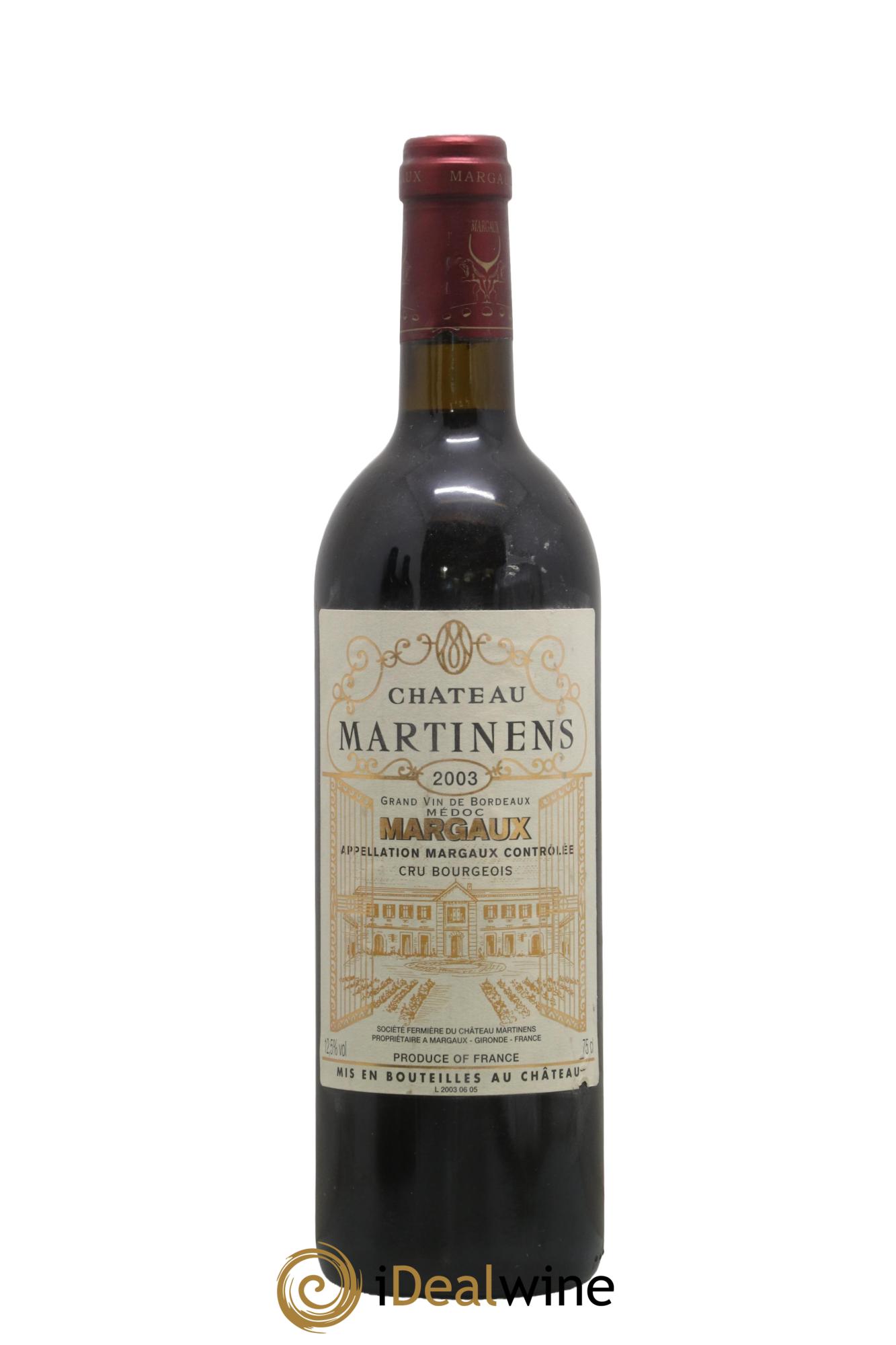 Château Martinens Cru Bourgeois 2003 - Lot de 1 bouteille - 0