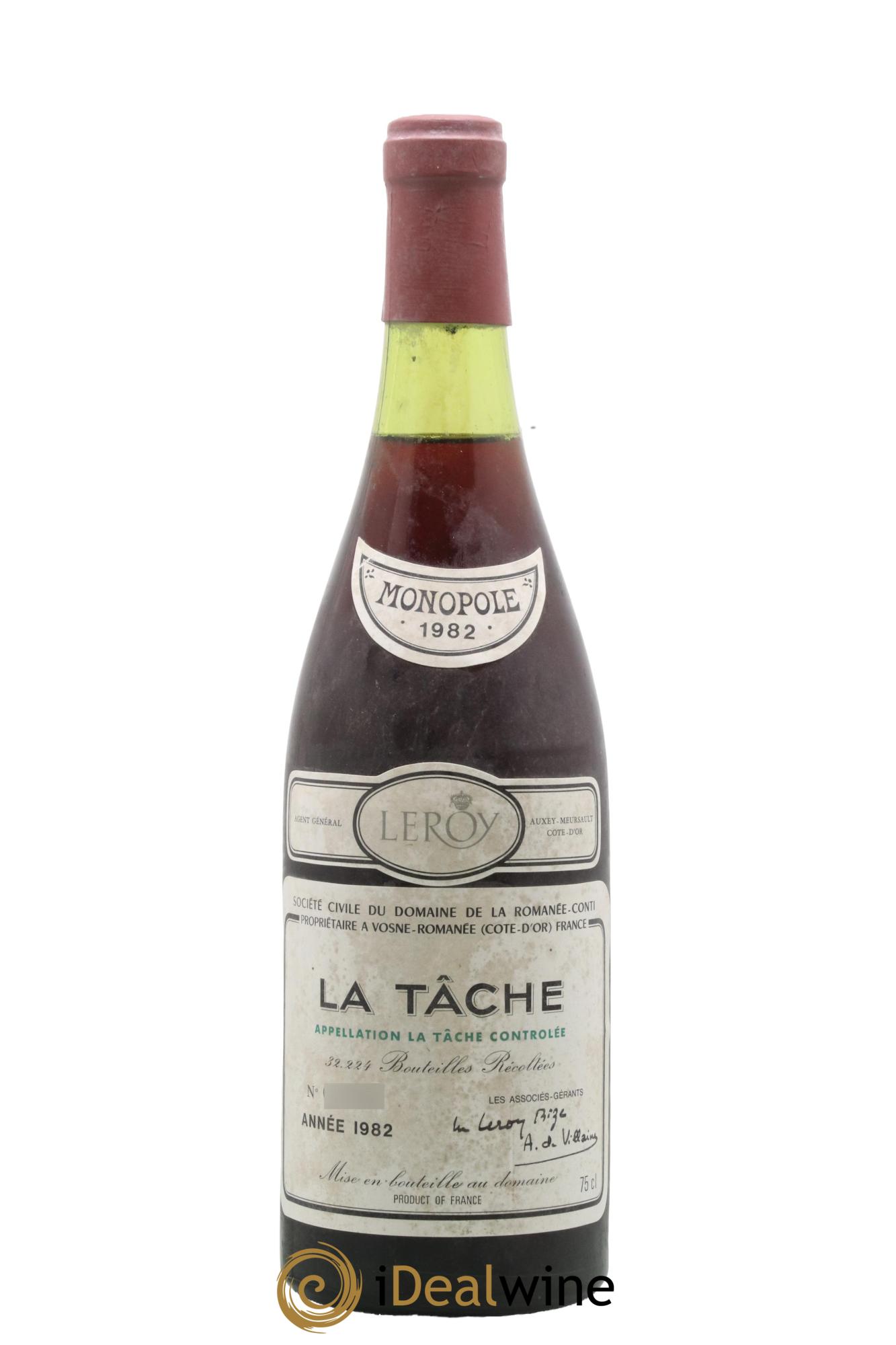 La Tâche Grand Cru Domaine de la Romanée-Conti 1982 - Lotto di 1 bottiglia - 0