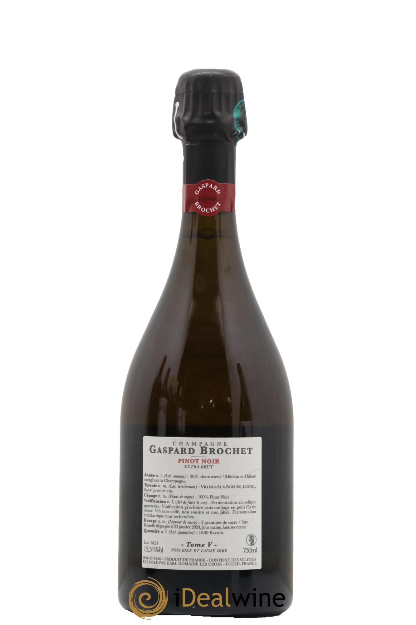Pinot Noir Extra-Brut Tome V Gaspard Brochet 2021 - Lot de 1 bouteille - 1