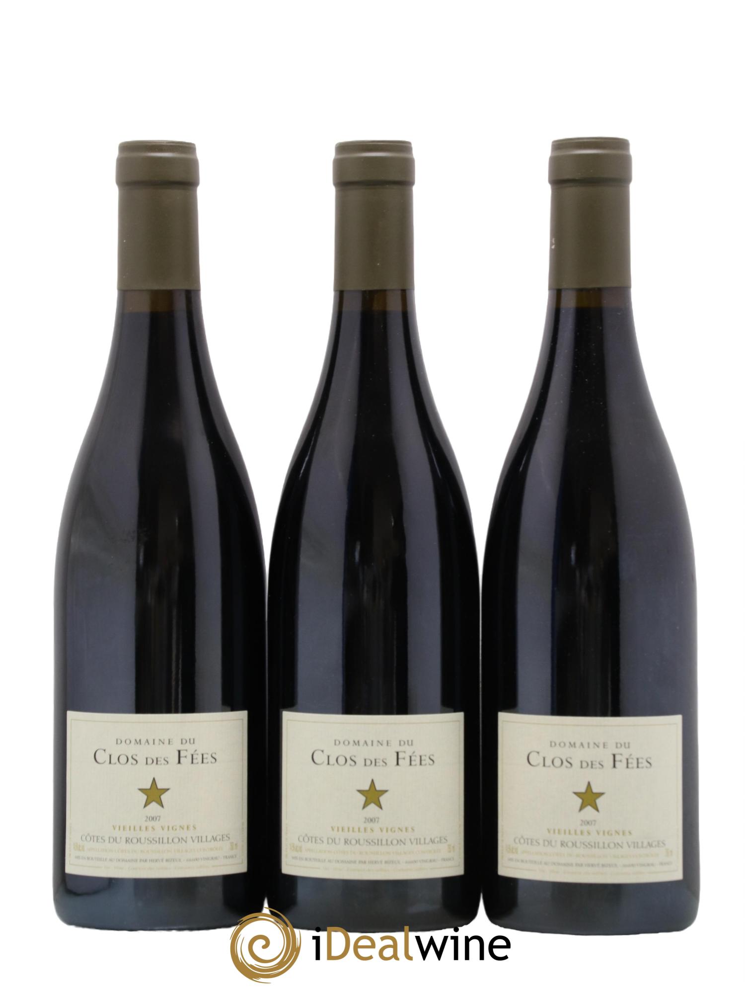 Côtes du Roussillon Villages Clos des Fées Vieilles vignes Hervé Bizeul 2007 - Lot de 3 bouteilles - 0