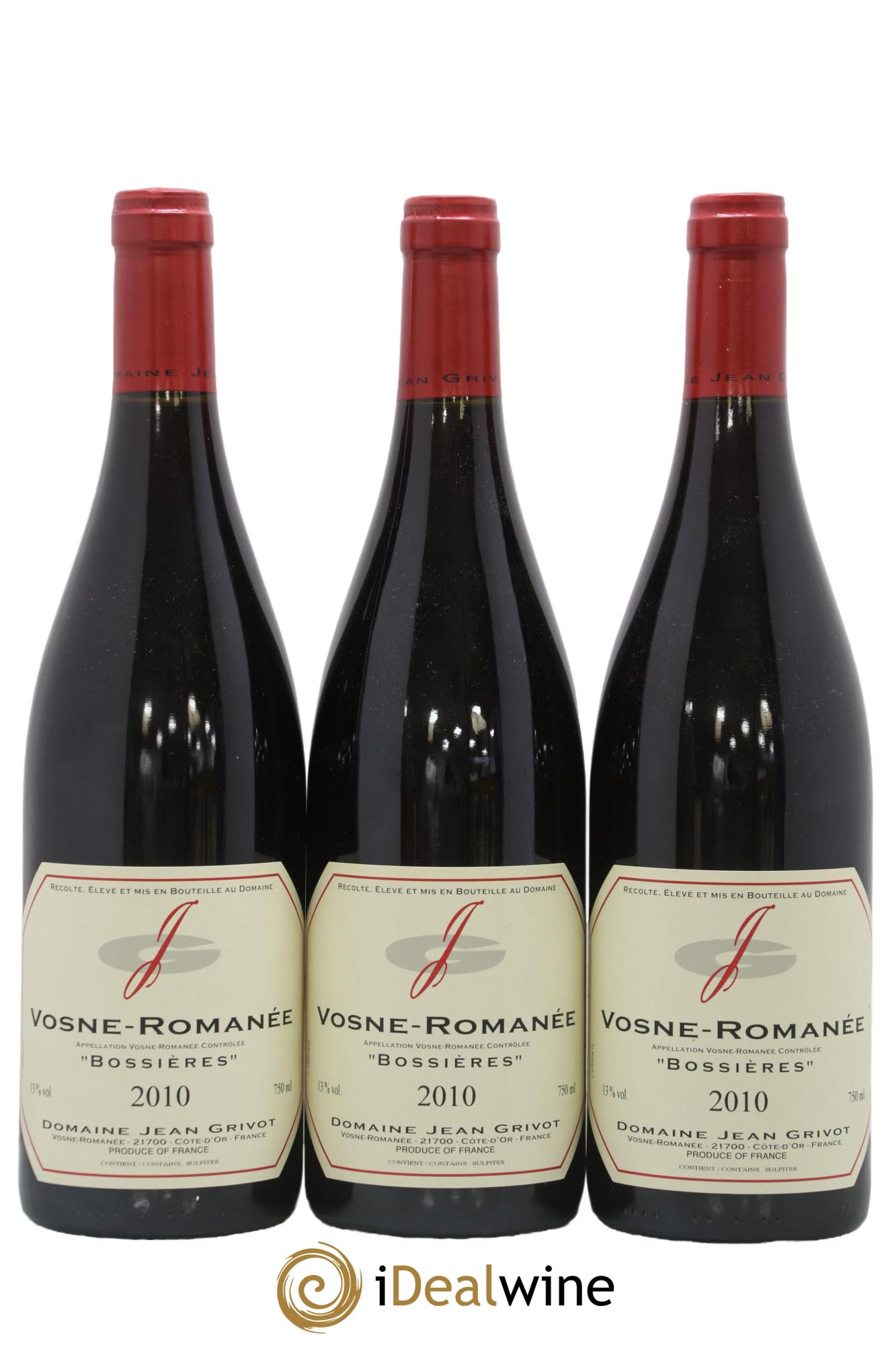 Vosne-Romanée Bossières Jean Grivot 2010 - Lot of 3 bottles - 0