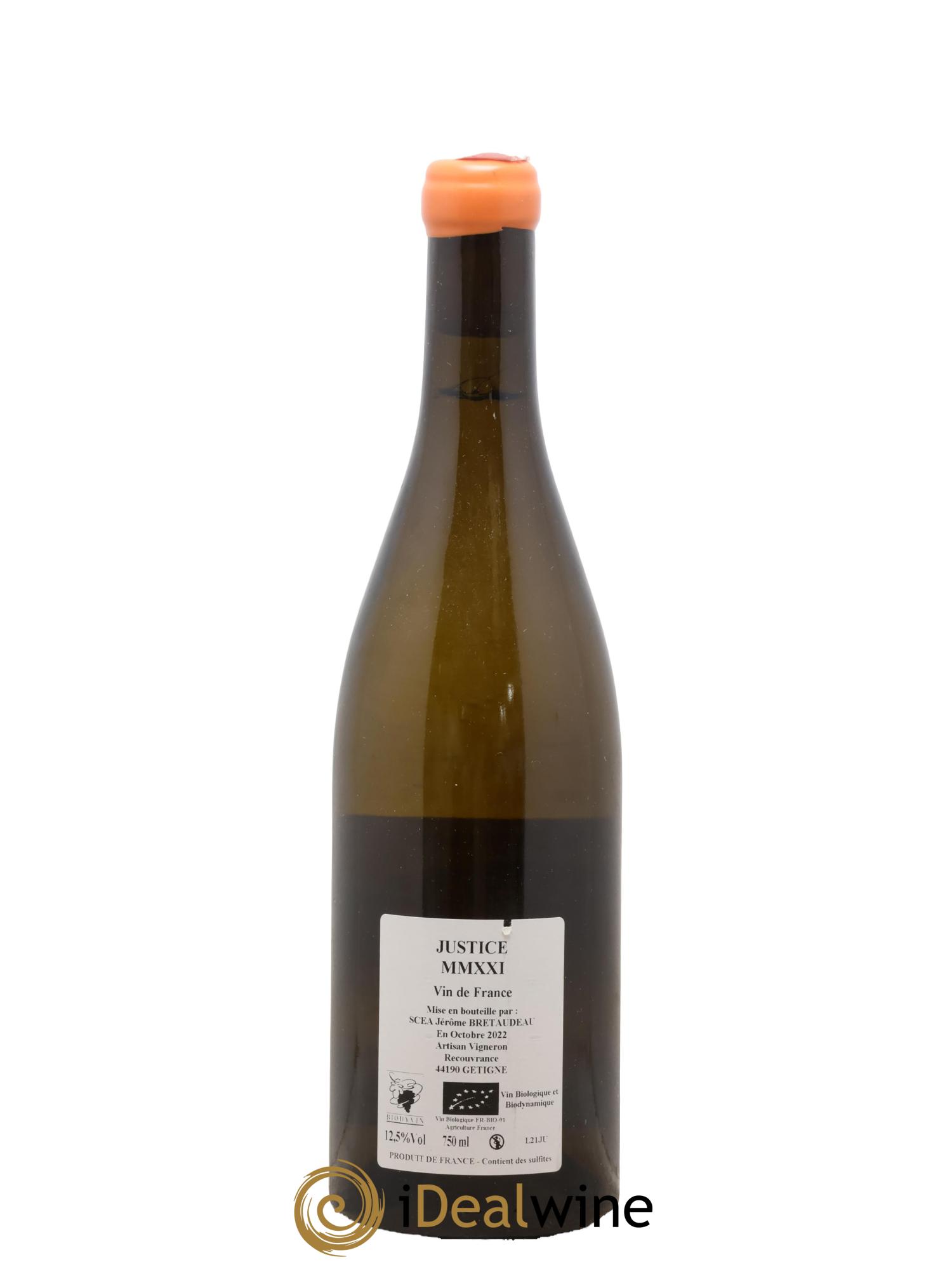 Vin de France La Justice Jérôme Bretaudeau - Domaine de Bellevue 2021 - Lot de 1 bouteille - 1