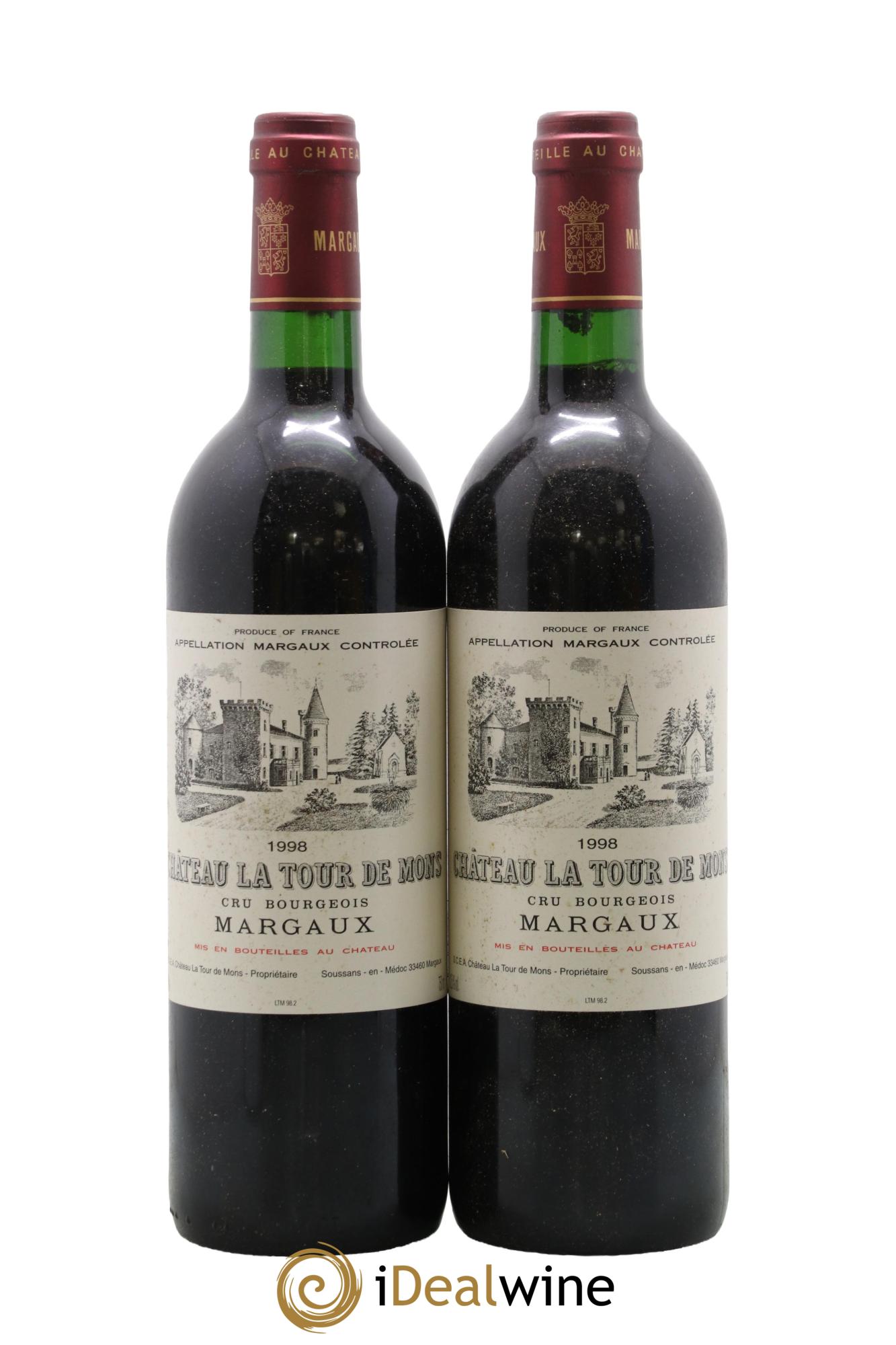 Château la Tour de Mons Cru Bourgeois 1998 - Lot de 2 bouteilles - 0