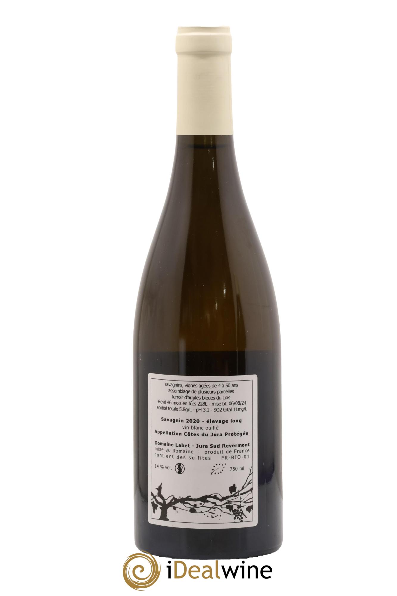 Côtes du Jura Savagnin Ouillé Elevage Long Labet (Domaine) 2020 - Lot de 1 bouteille - 1