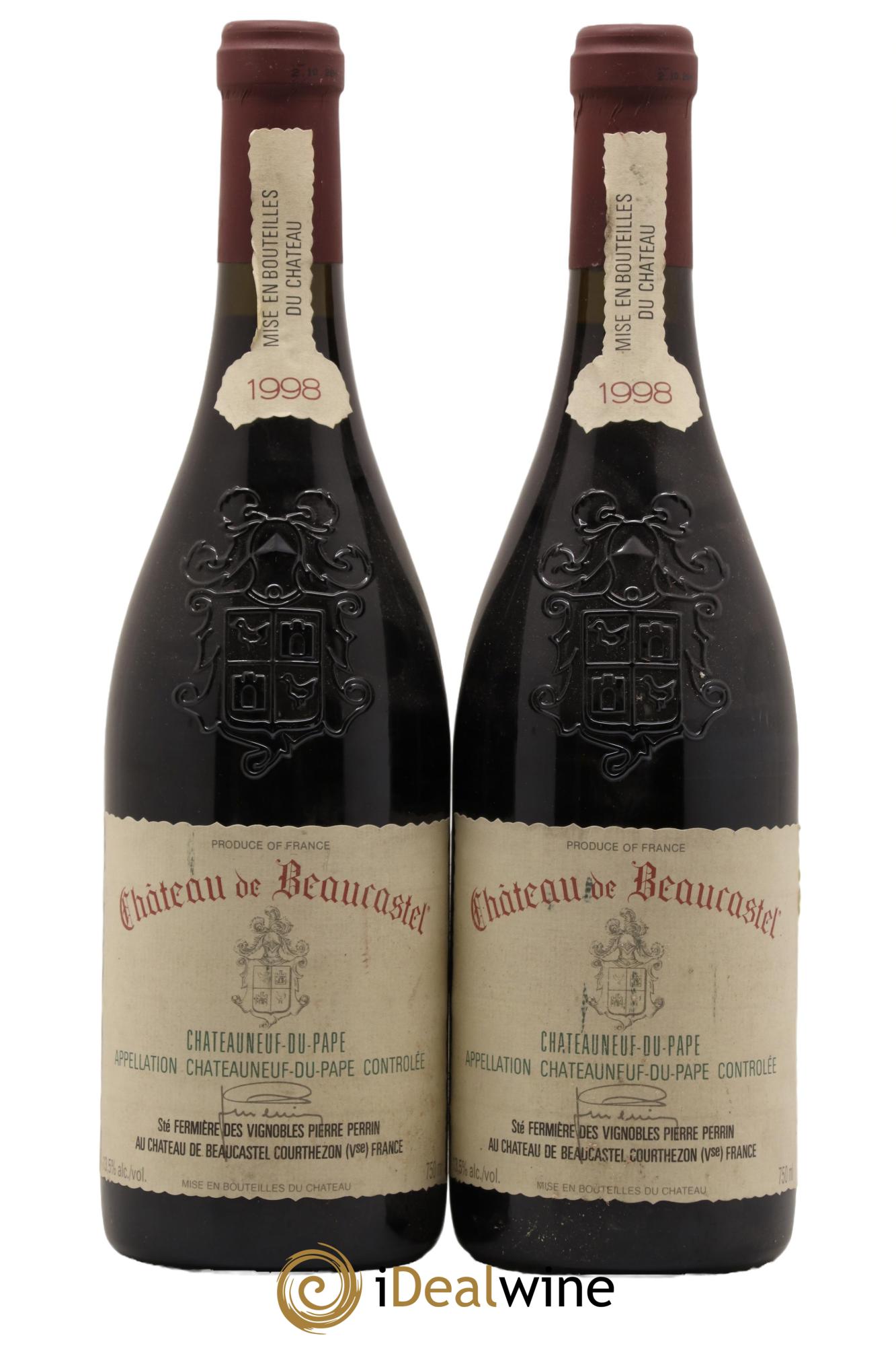 Châteauneuf-du-Pape Château de Beaucastel Famille Perrin 1998 - Lot de 2 bouteilles - 0