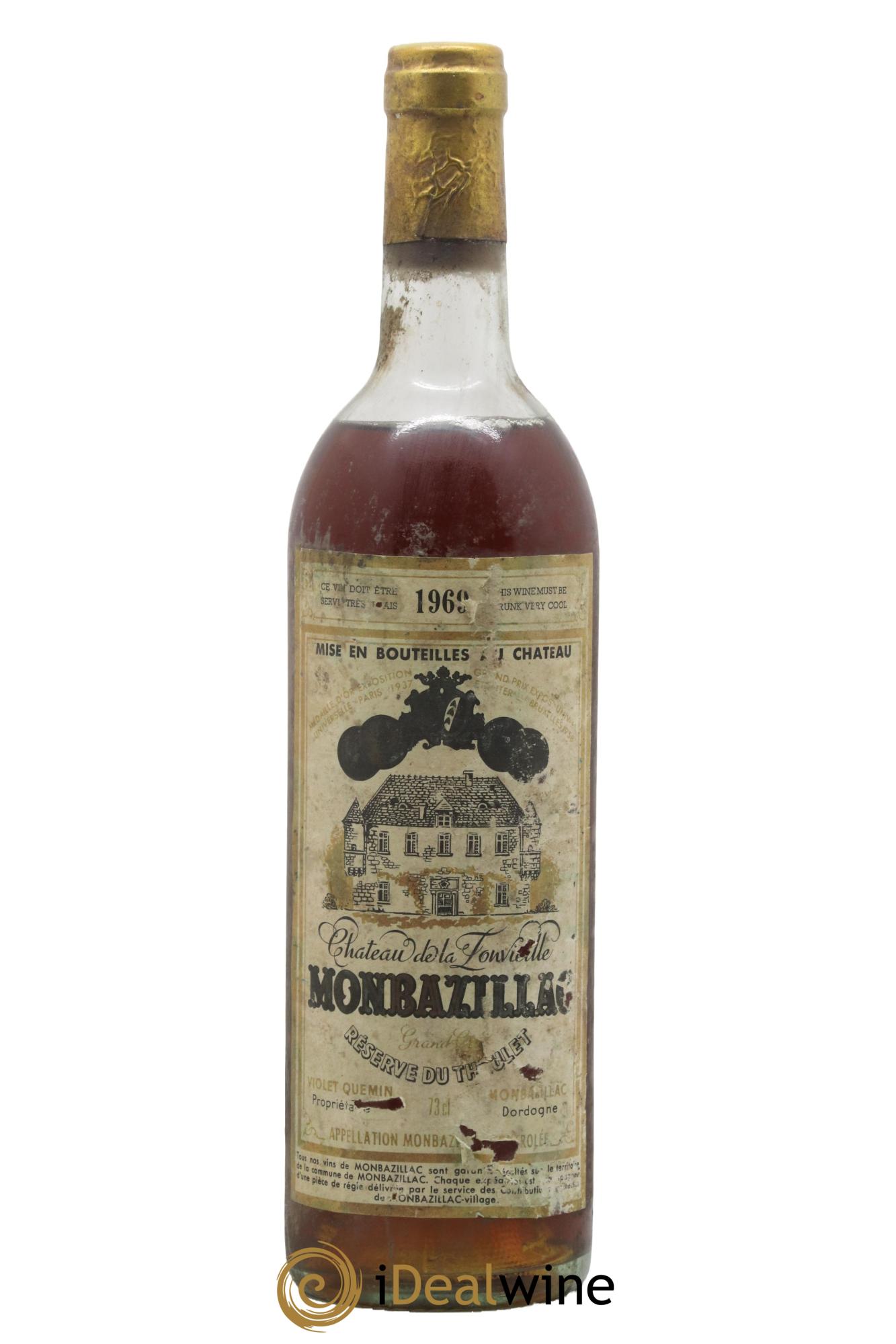 Monbazillac Château De La Fonvieille Grand Cru Réserve Du Theulet 1969 - Lot de 1 bouteille - 0
