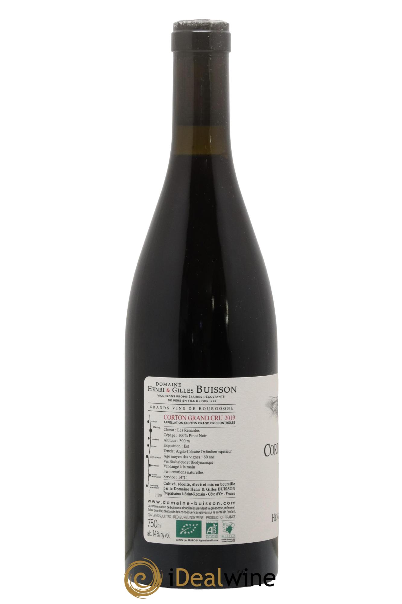 Corton Grand Cru Les Renardes Henri et Gilles Buisson (Domaine)  2019 - Lotto di 1 bottiglia - 1