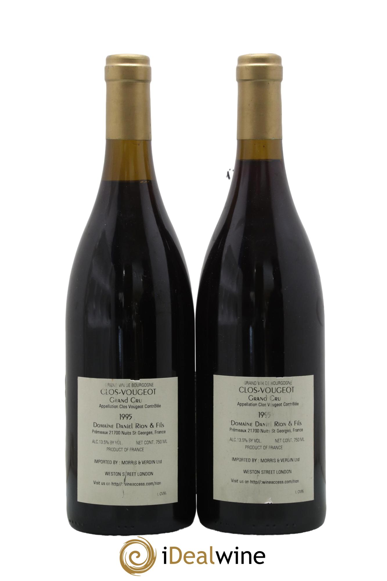 Clos de Vougeot Grand Cru Daniel Rion Domaine Daniel Rion & Fils 1995 - Posten von 2 Flaschen - 1
