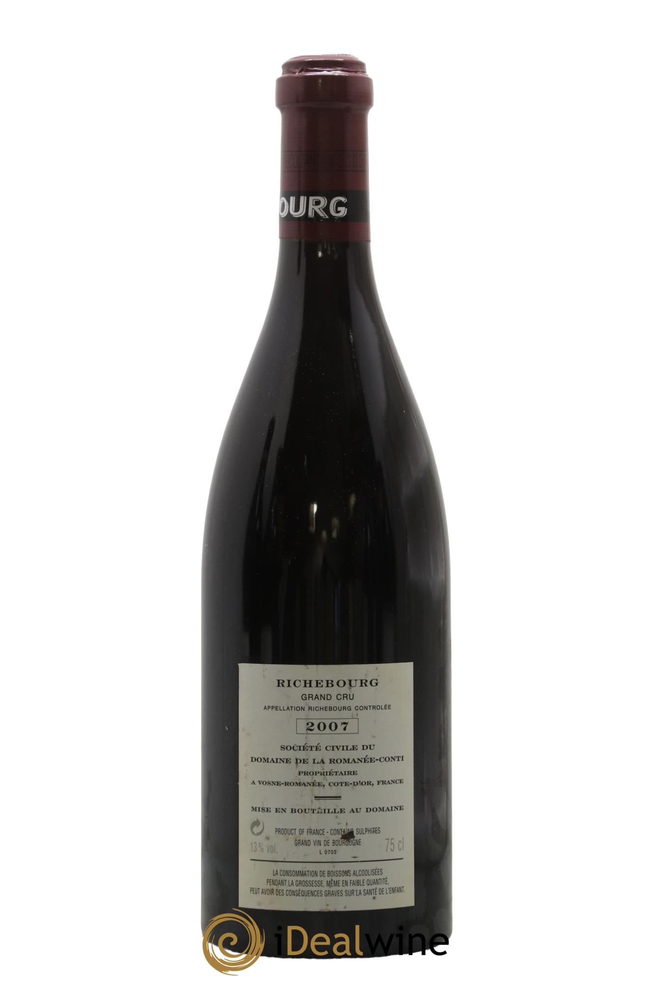 Richebourg Grand Cru Domaine de la Romanée-Conti 2007 - Lot of 1 bottle - 1