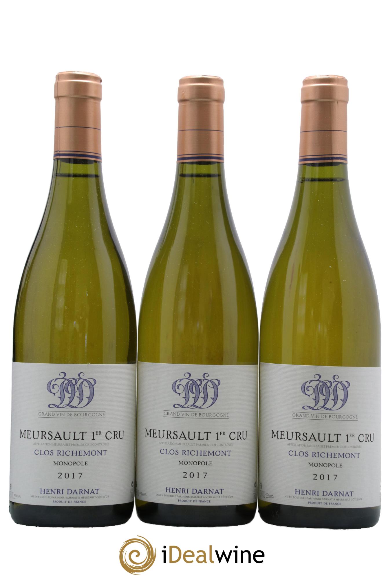 Meursault 1er Cru Clos Richemont Monopole Henri Darnat 2017 - Lotto di 3 bottiglie - 0