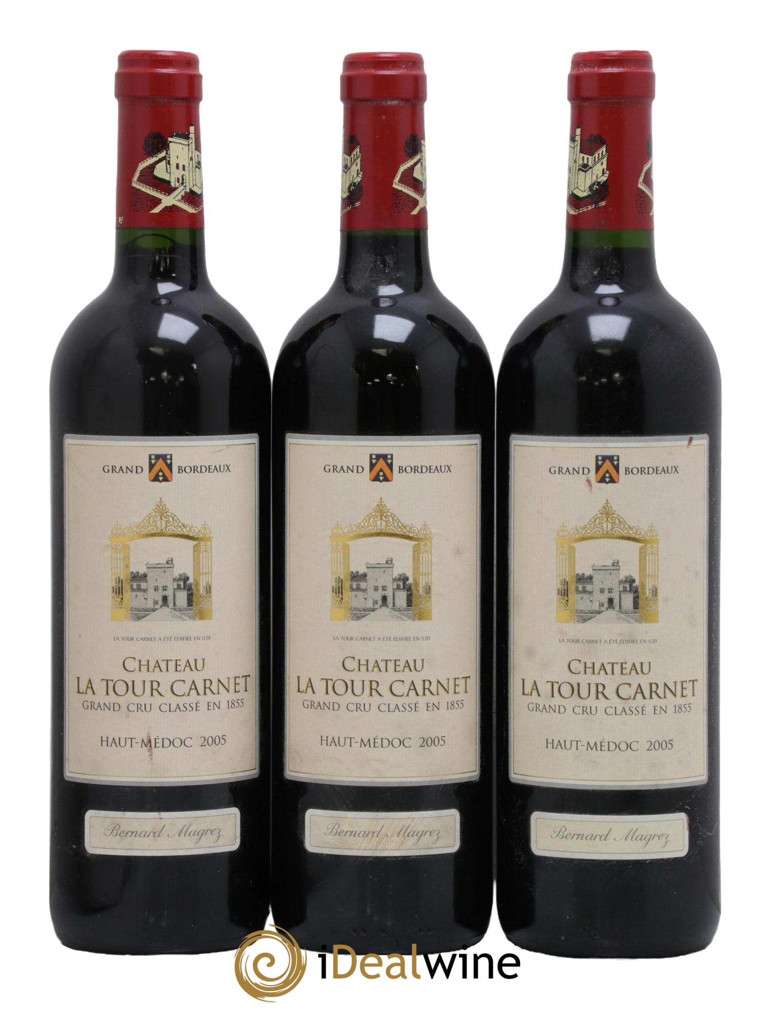 Château la Tour Carnet 4ème Grand Cru Classé 2005 - Lot of 3 bottles - 0