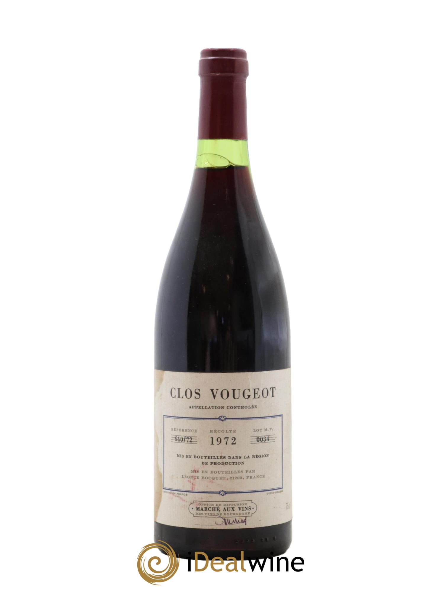 Clos de Vougeot Grand Cru Léonce Bocquet 1972 - Lot de 1 bouteille - 0