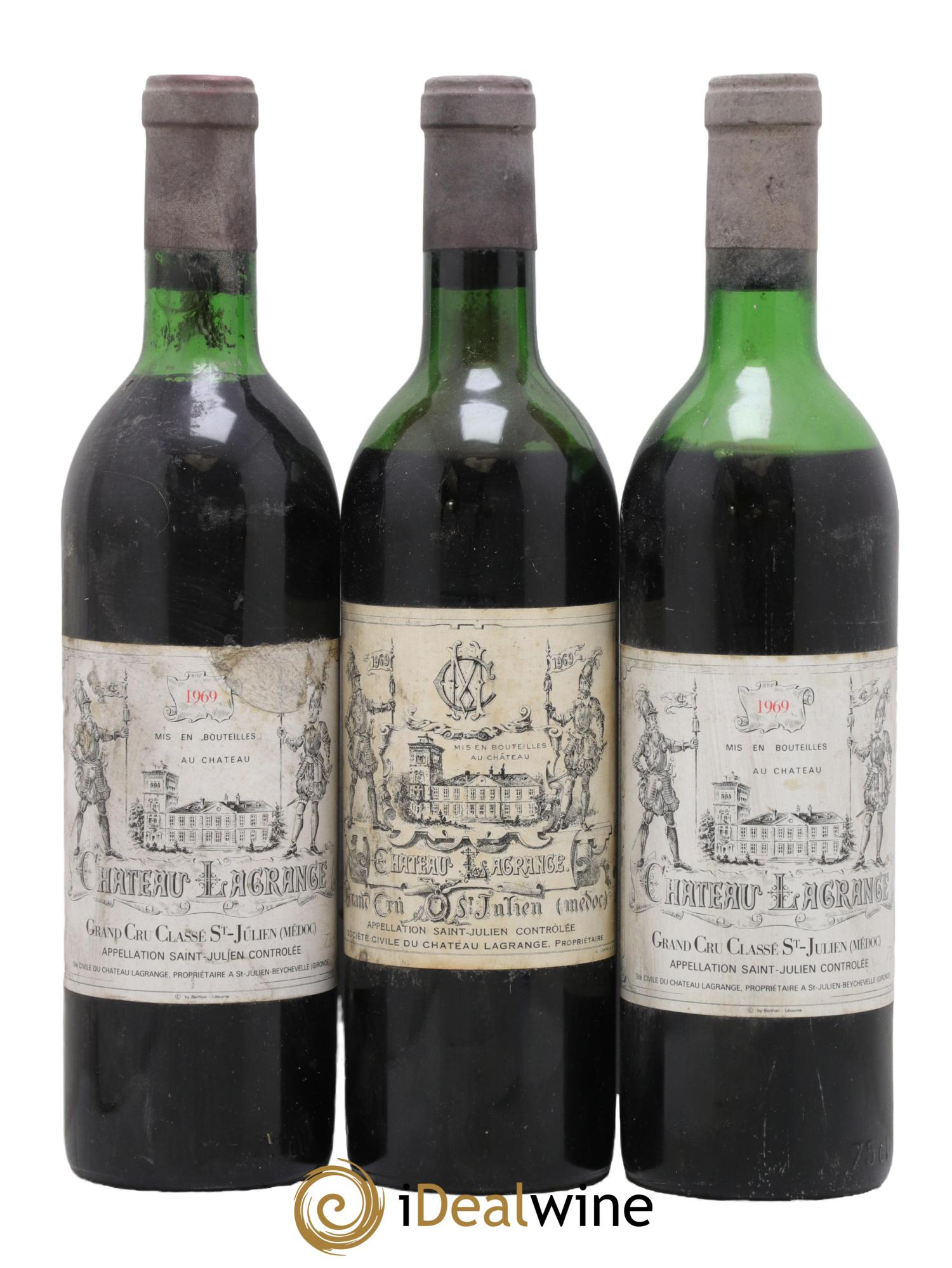 Château Lagrange 3ème Grand Cru Classé 1969 - Lotto di 3 bottiglie - 0