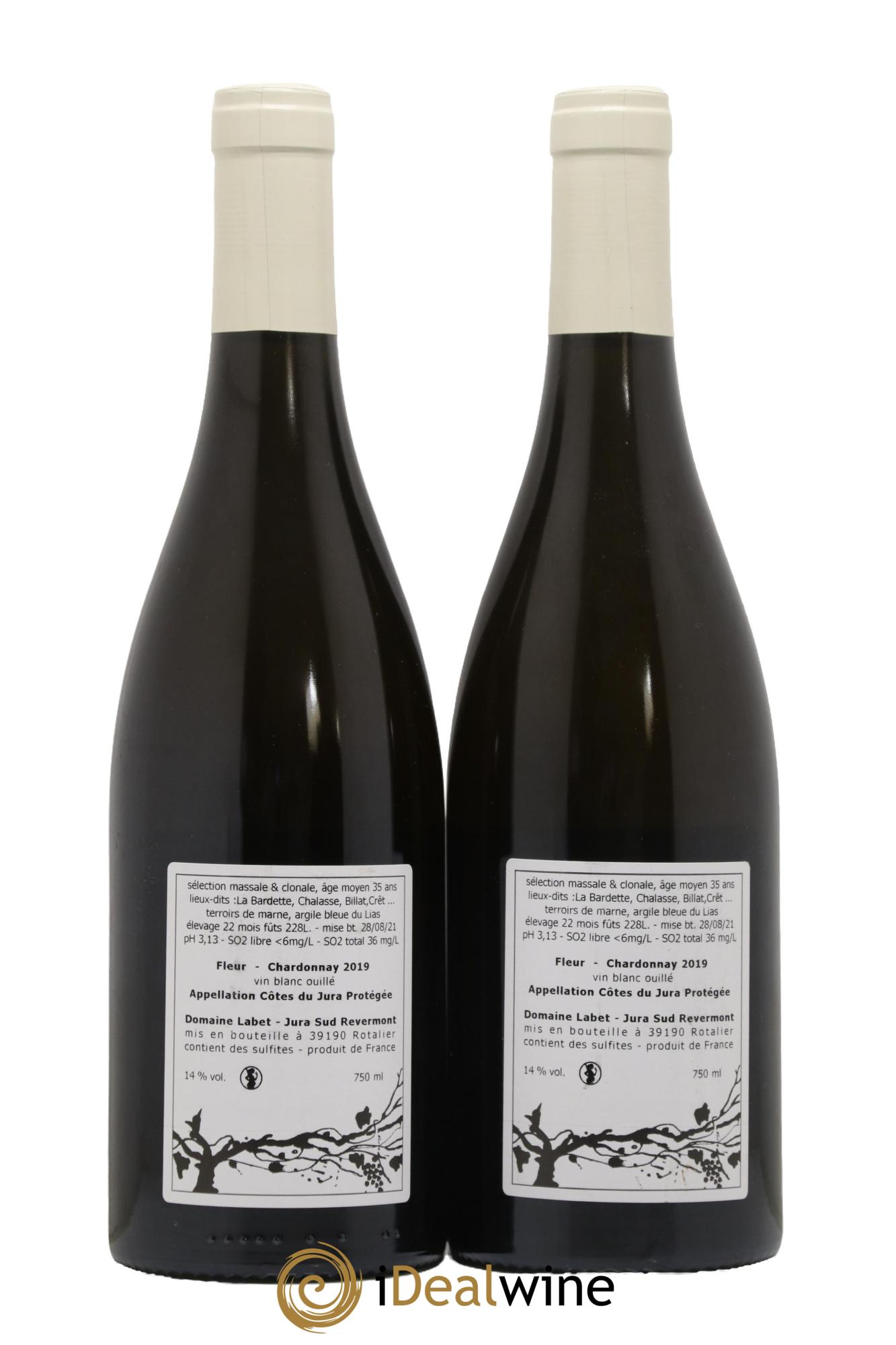 Côtes du Jura Chardonnay Fleur Romain - Julien - Charline Labet 2019 - Lot de 2 bouteilles - 1
