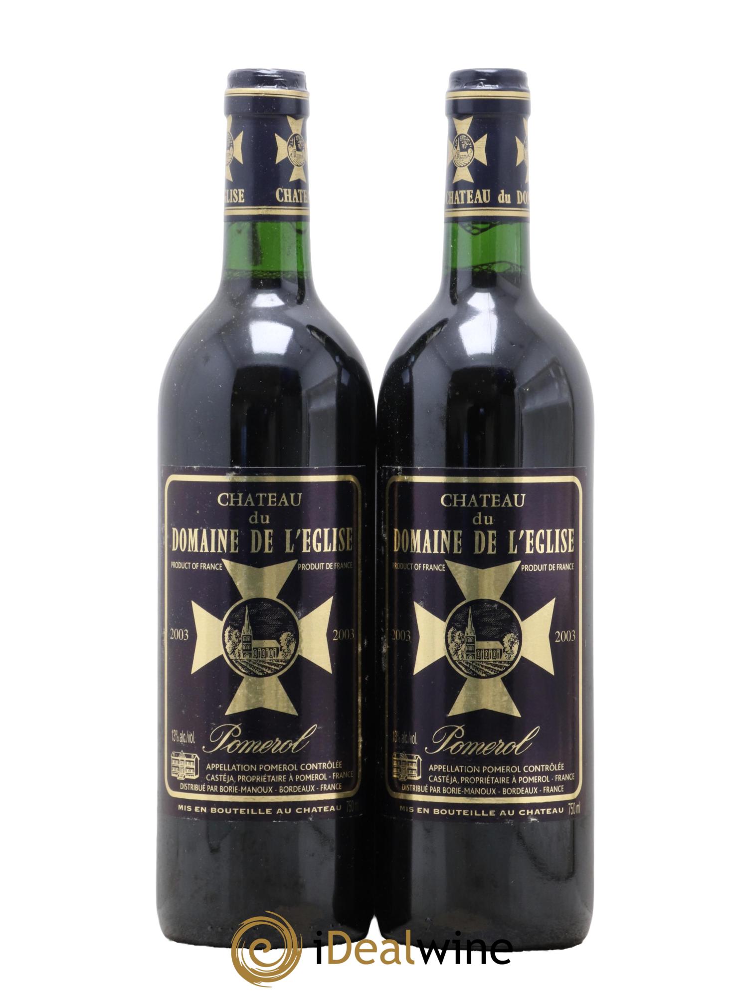 Château du Domaine de l'Église 2003 - Lot de 2 bouteilles - 0