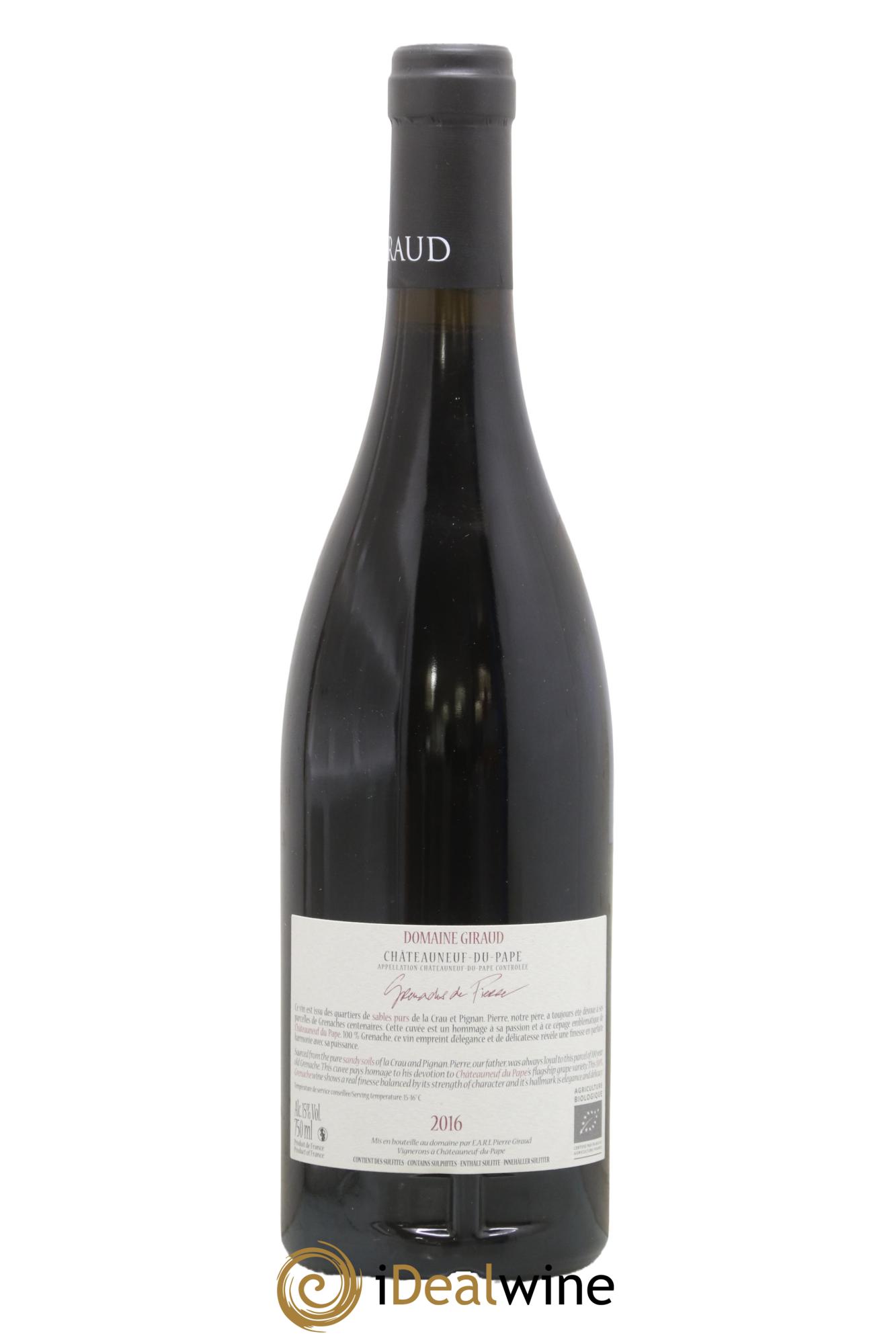 Châteauneuf-du-Pape Les Grenaches De Pierre Giraud (Domaine) 2016 - Lot of 1 bottle - 1