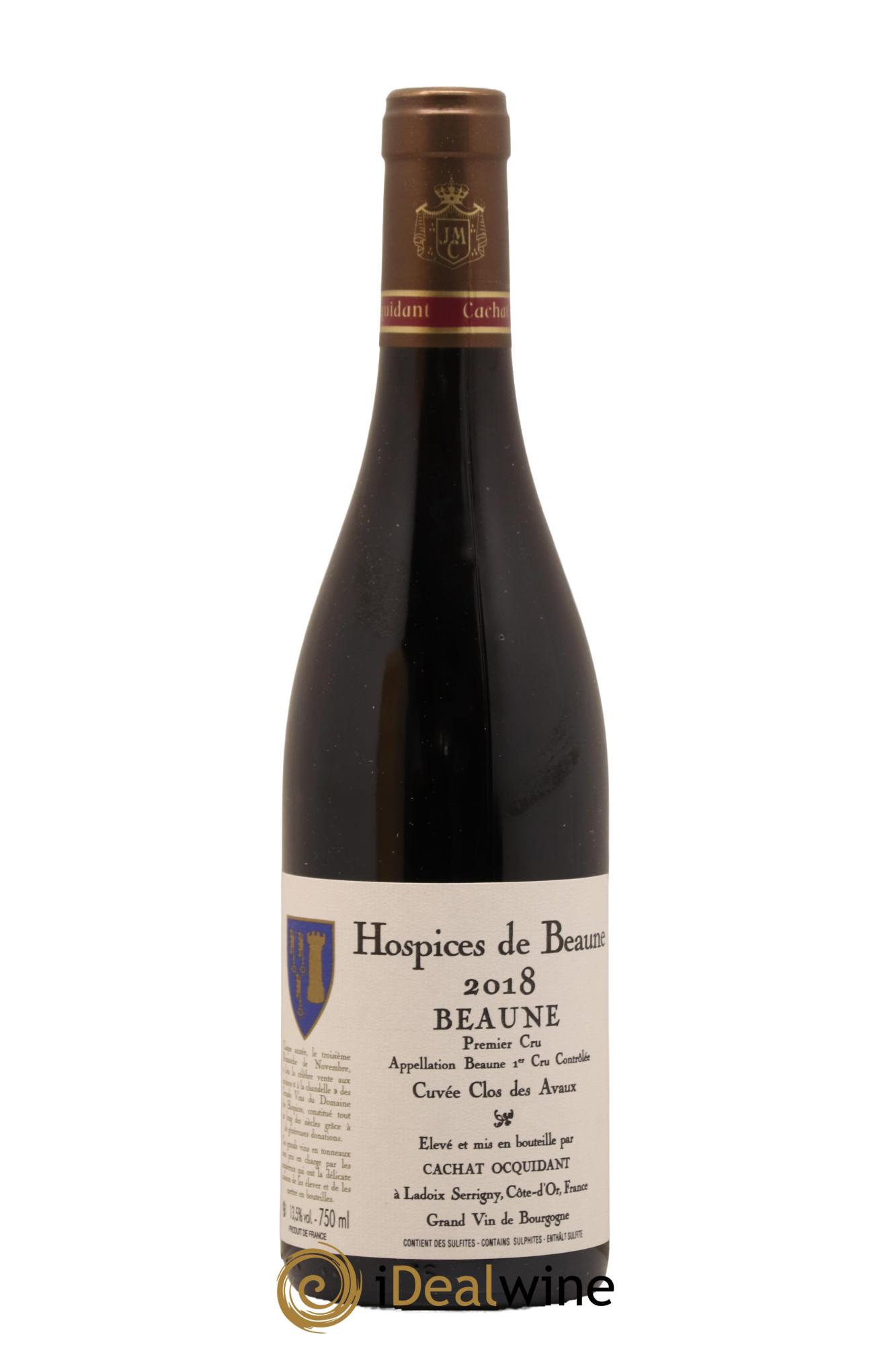 Beaune 1er Cru Hospice de Beaune Cuvee Clos Des Avaux Cachat Ocquidant 2018 - Lot de 1 bouteille - 1