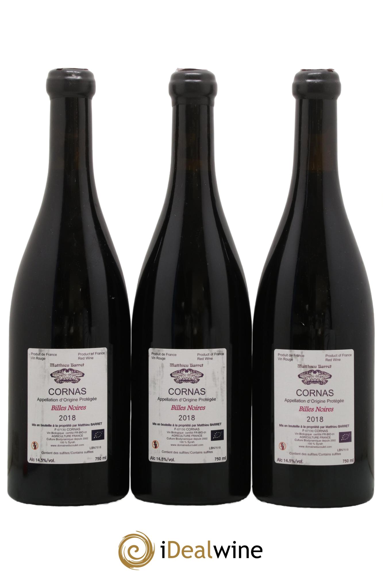 Cornas Billes Noires Coulet (Domaine du) - Matthieu Barret 2018 - Lot of 3 bottles - 1
