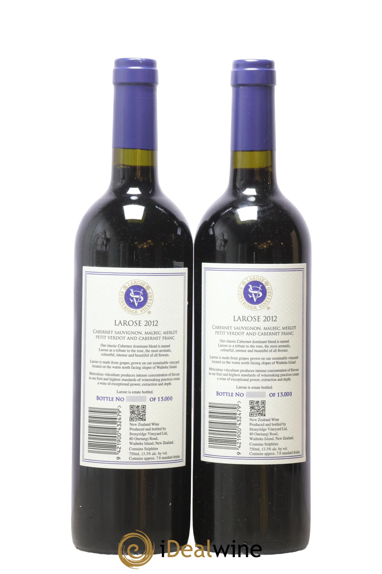 Nouvelle-Zelande Waiheke Island Larose Stonyridge Vineyard 2012 - Lot of 2 bottles - 1