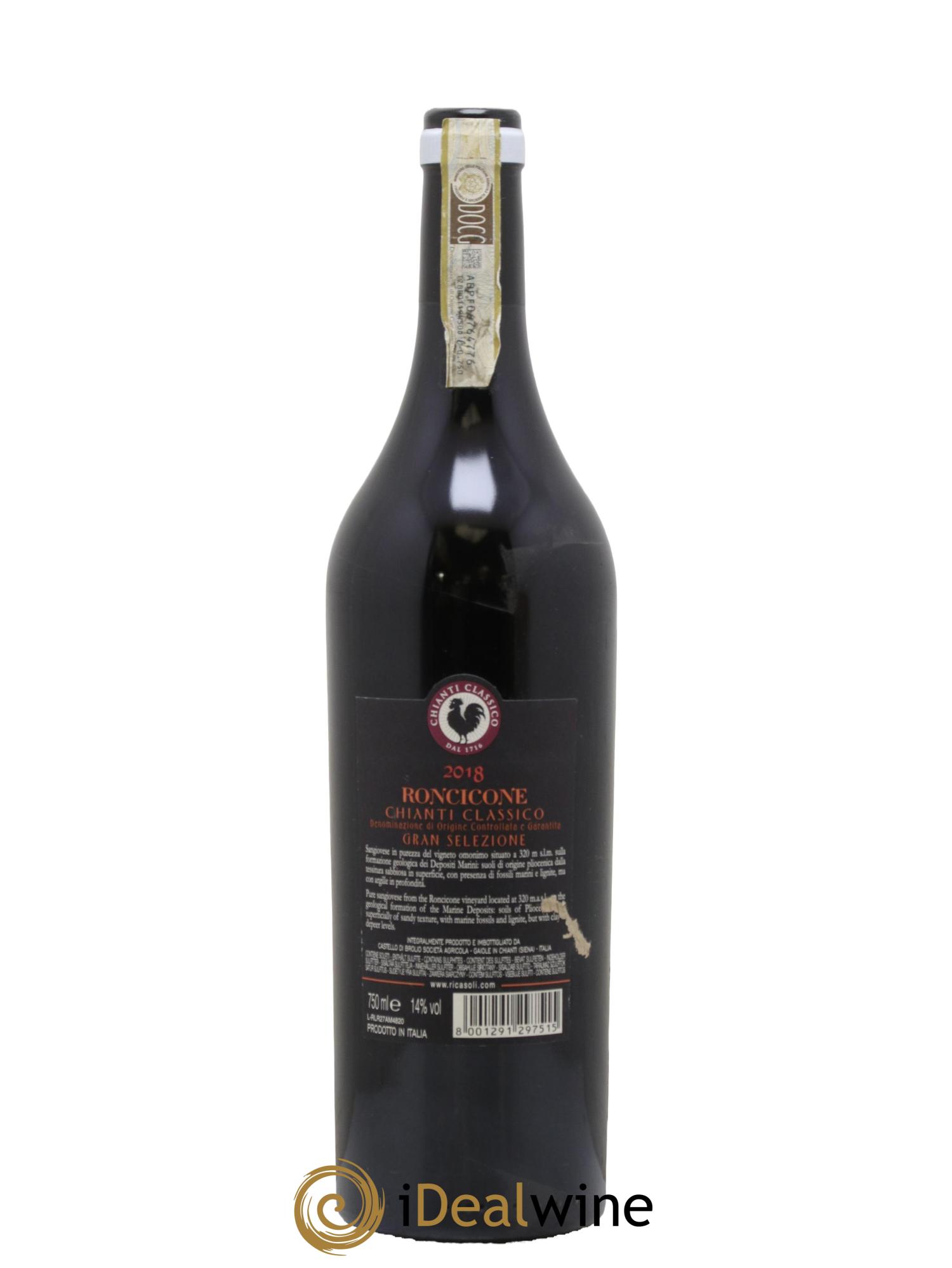Chianti Classico DOCG Gran Selezione Roncicone Ricasoli 2018 - Lot of 1 bottle - 1