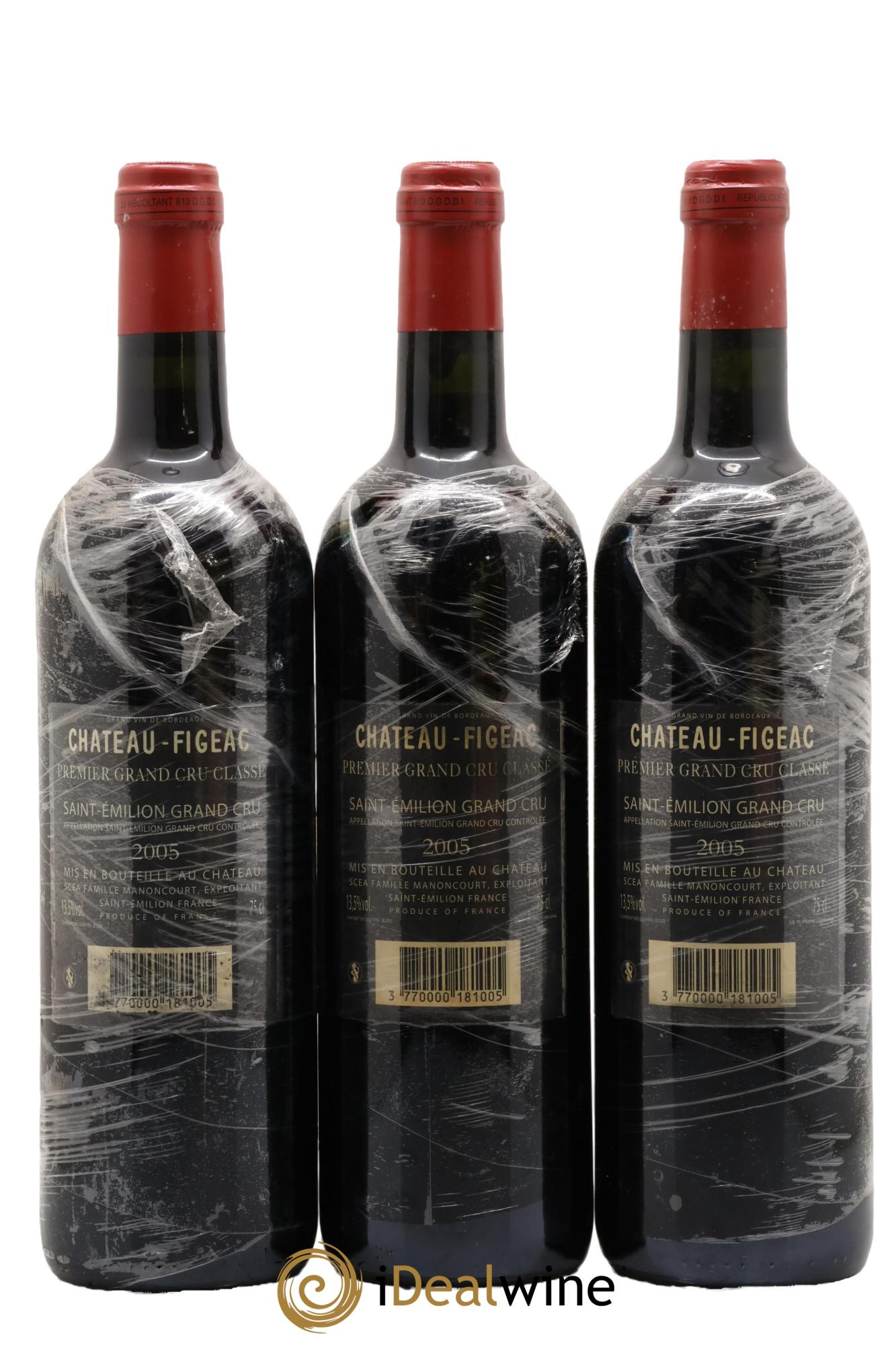 Château Figeac 1er Grand Cru Classé A 2005 - Lote de 3 botellas - 1