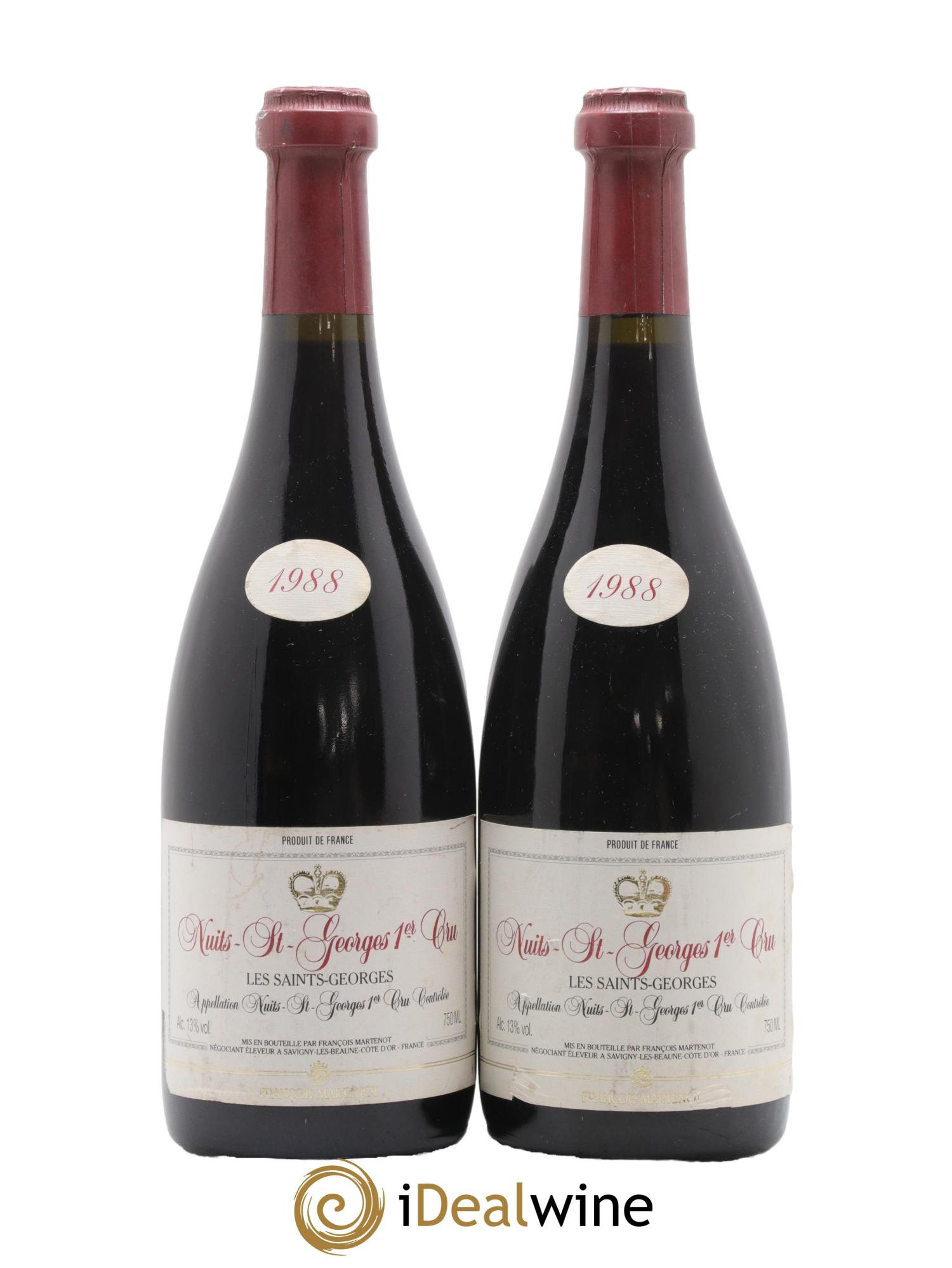Nuits-Saint-Georges 1er Cru Les Saint Georges Francois Martenot 1988 - Lot de 2 bouteilles - 0