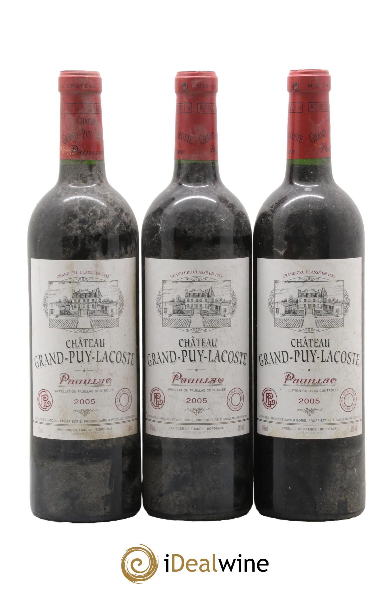 Château Grand Puy Lacoste 5ème Grand Cru Classé 2005 - Posten von 3 Flaschen - 0