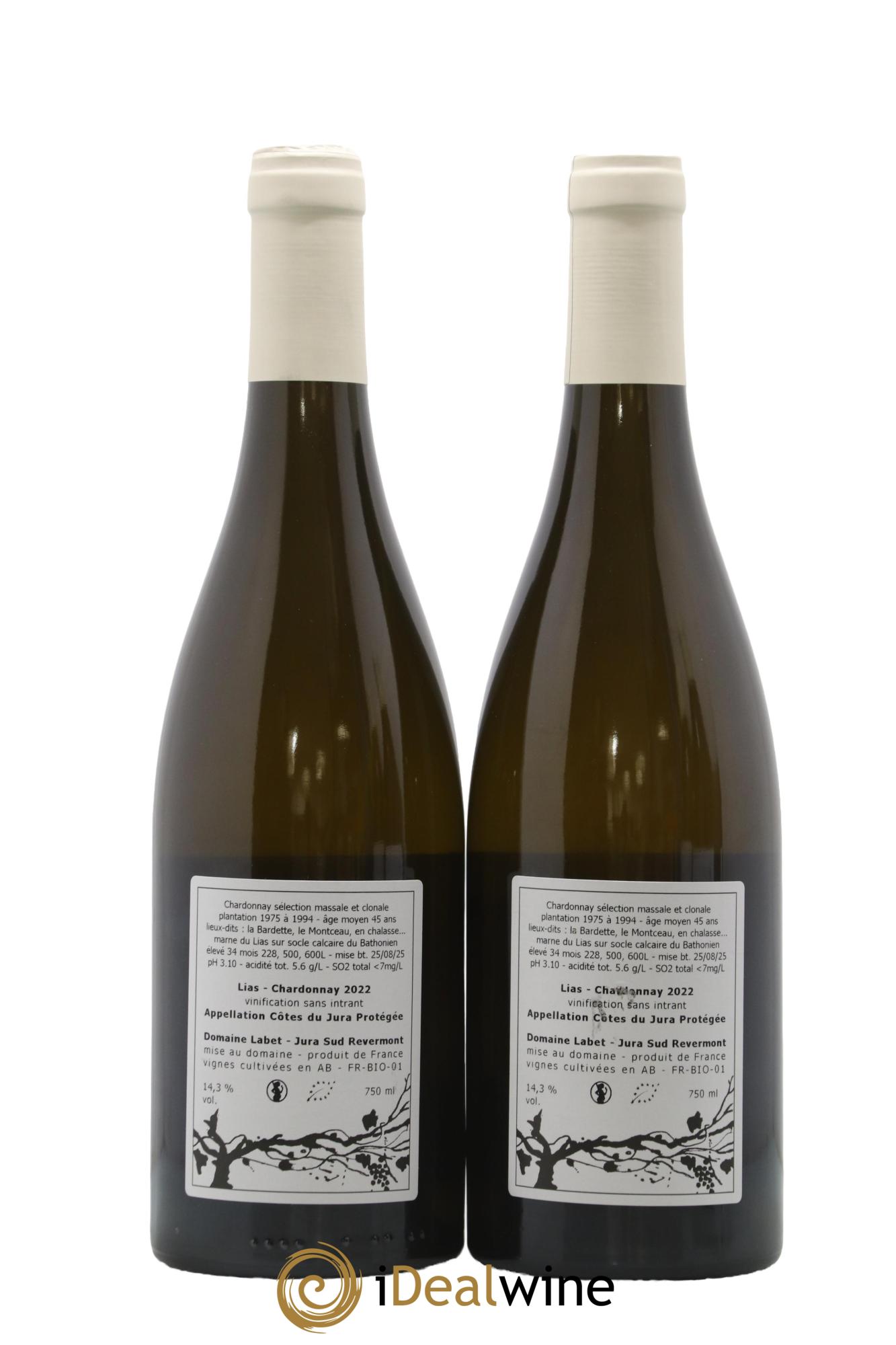 Côtes du Jura Chardonnay Lias Romain - Julien  - Charline Labet 2022 - Lot de 2 bouteilles - 1