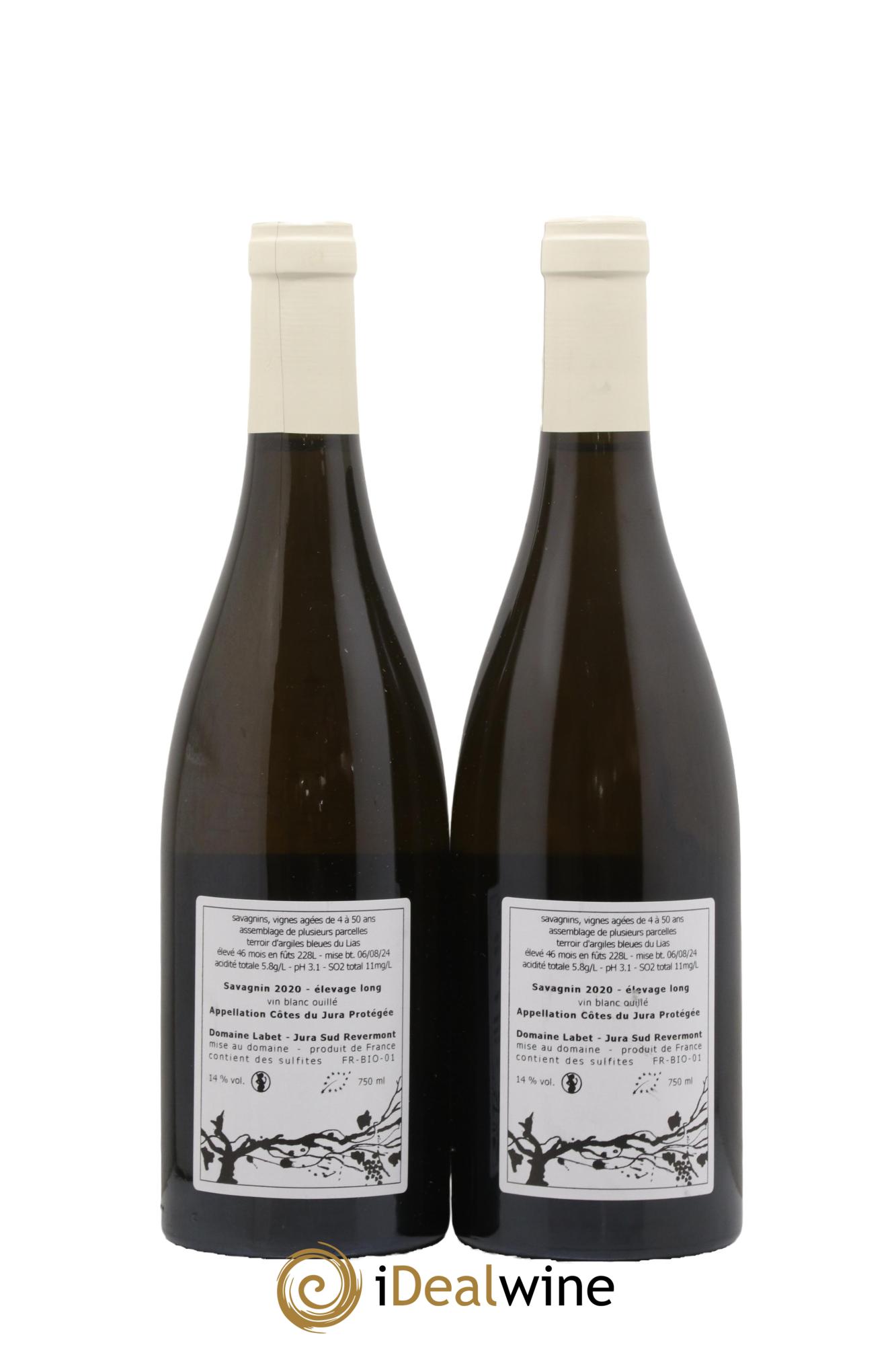 Côtes du Jura Savagnin en Chalasse Elevage Long Romain - Julien  - Charline Labet 2020 - Lotto di 2 bottiglie - 1