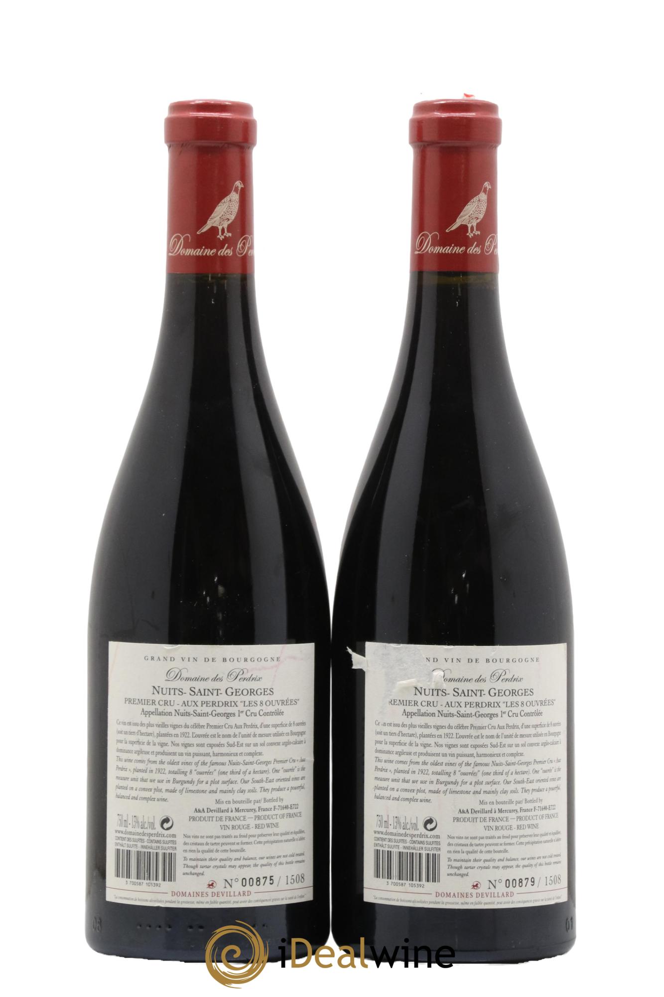 Nuits-Saint-Georges 1er Cru Aux Perdrix Les 8 Ouvrées Perdrix (Domaine des) 2017 - Posten von 2 Flaschen - 1