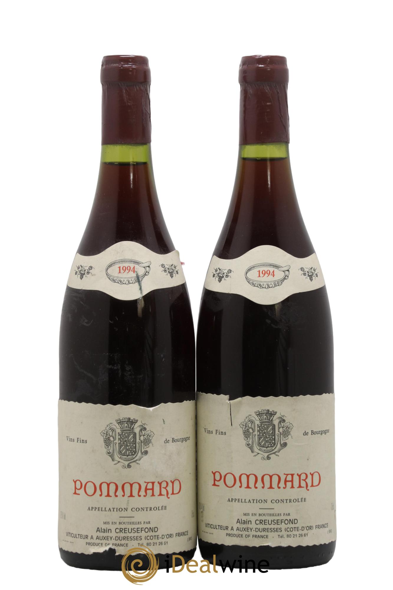 Pommard Domaine Alain Creusefond 1994 - Lot de 2 bouteilles - 0