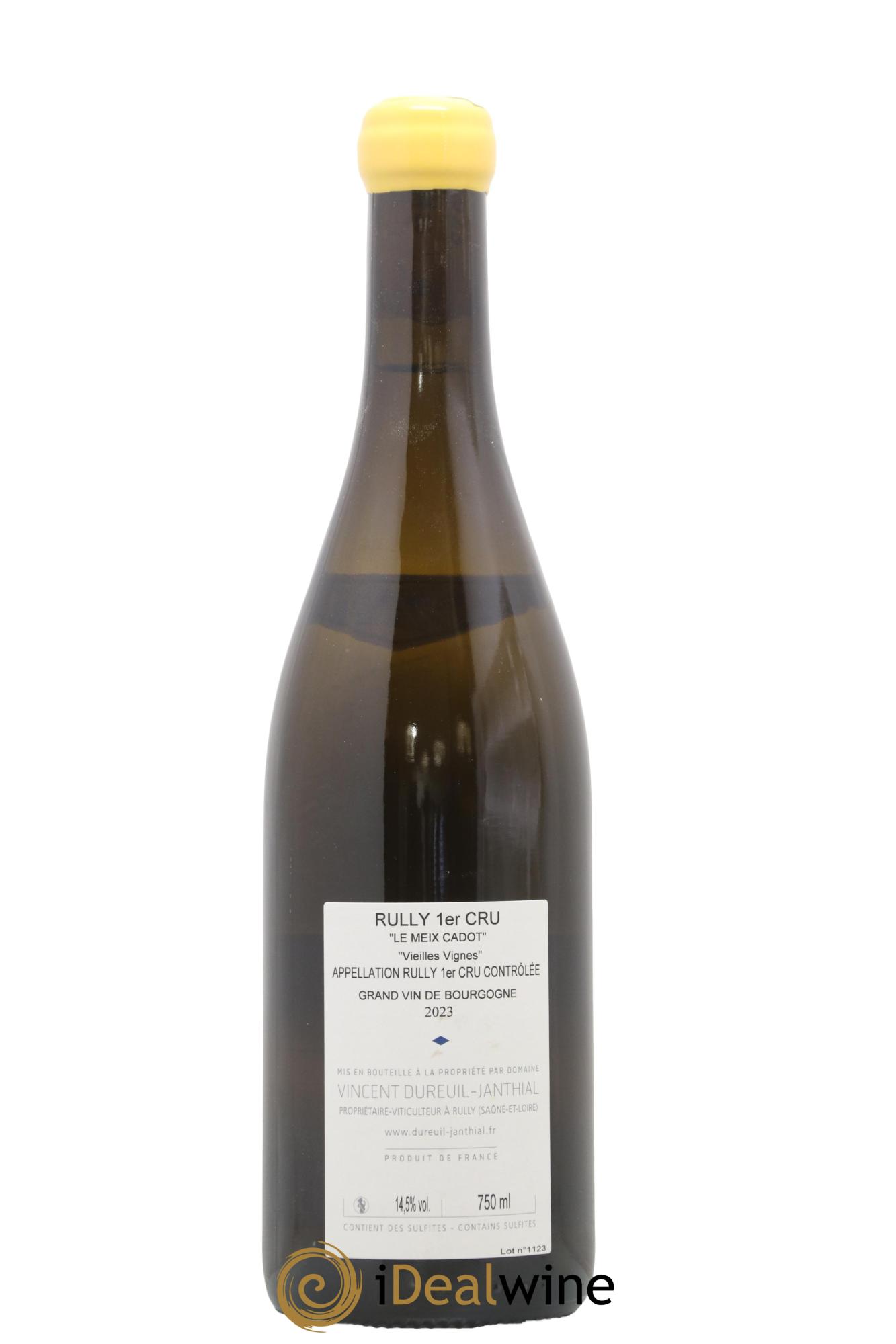 Rully 1er Cru Le Meix Cadot Vieilles Vignes Vincent Dureuil-Janthial 2023 - Lot of 1 bottle - 1