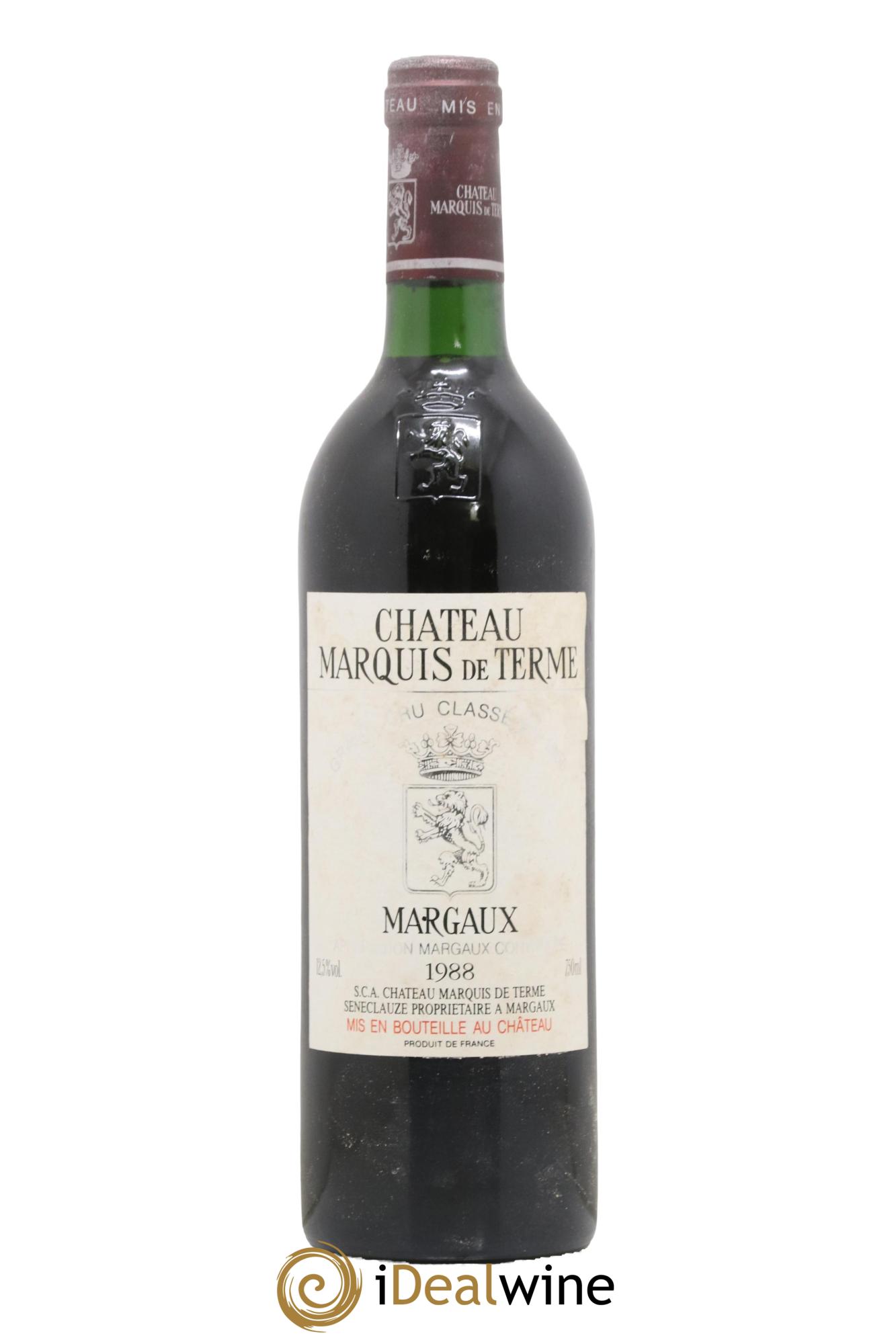 Château Marquis de Terme 4ème Grand Cru Classé 1988 - Lot de 1 bouteille - 0