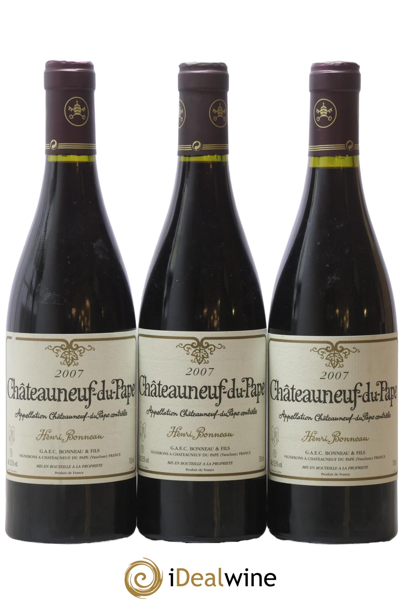 Châteauneuf-du-Pape Henri Bonneau Henri Bonneau & Fils 2007 - Lot of 3 bottles - 0