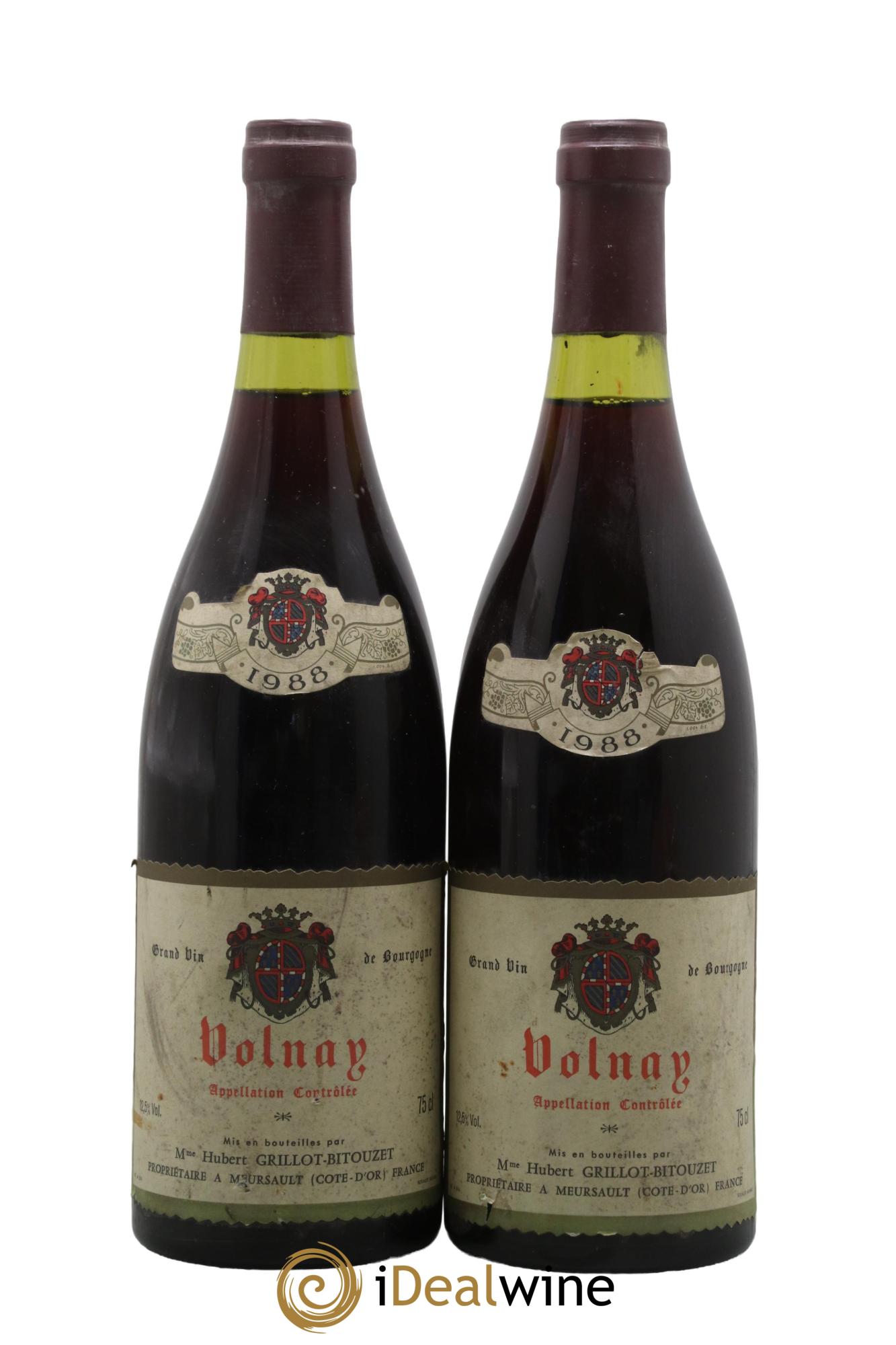 Volnay Domaine Grillot Bitouzet 1988 - Lot de 2 bouteilles - 0