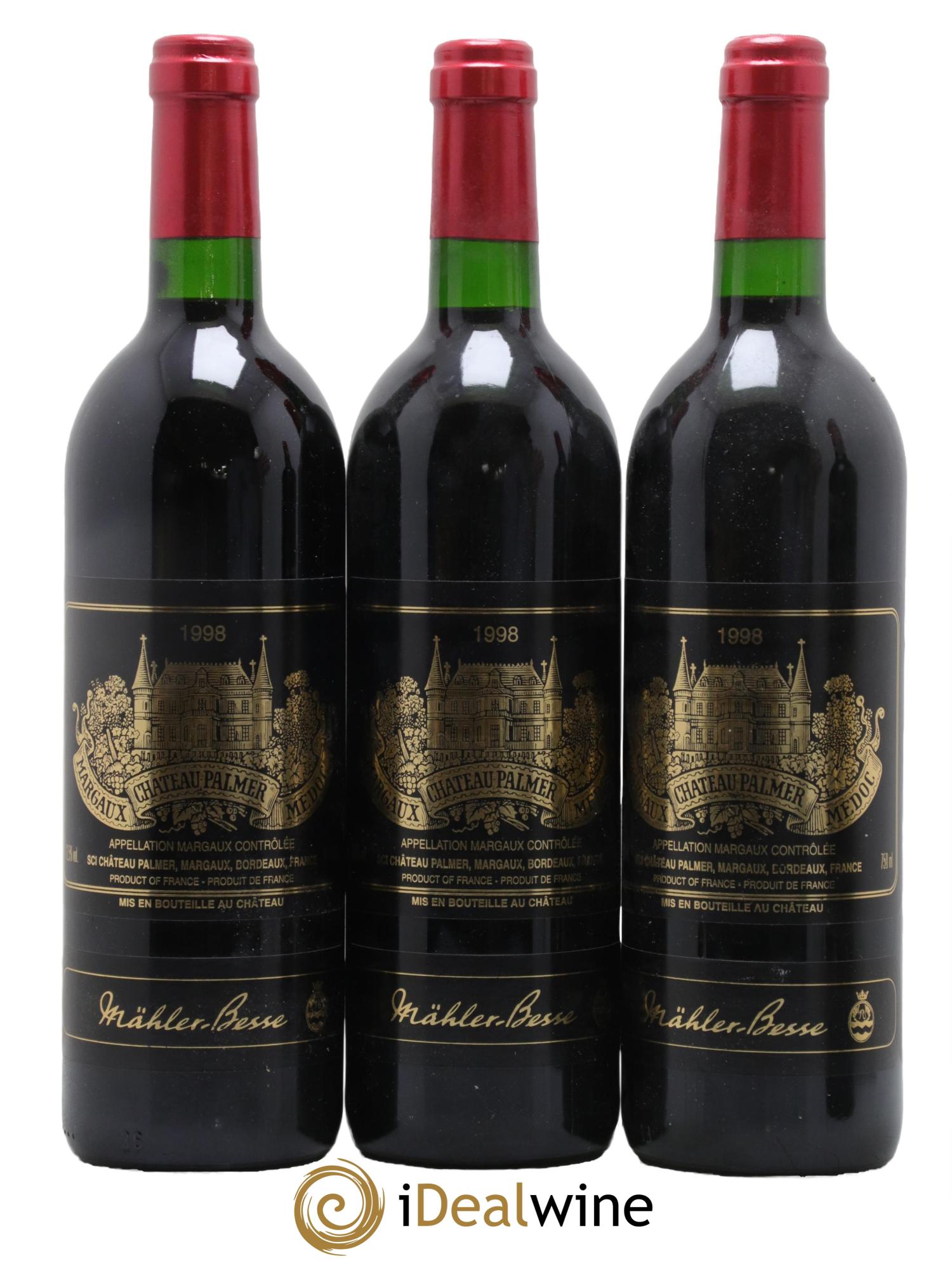 Château Palmer 3ème Grand Cru Classé 1998 - Lot de 3 bouteilles - 0