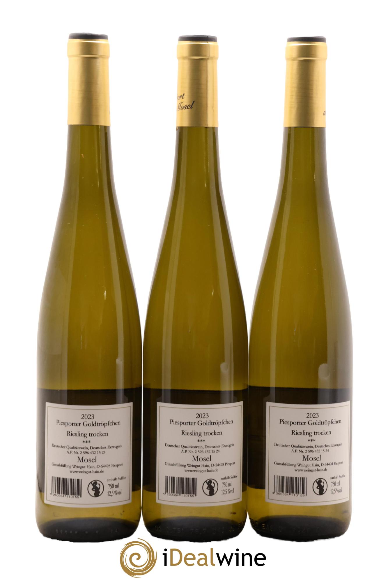 Allemagne Mosel-Saar Piesporter Goldtropfchen Riesling Trocken *** Kurt Hain 2023 - Lot de 3 bouteilles - 1