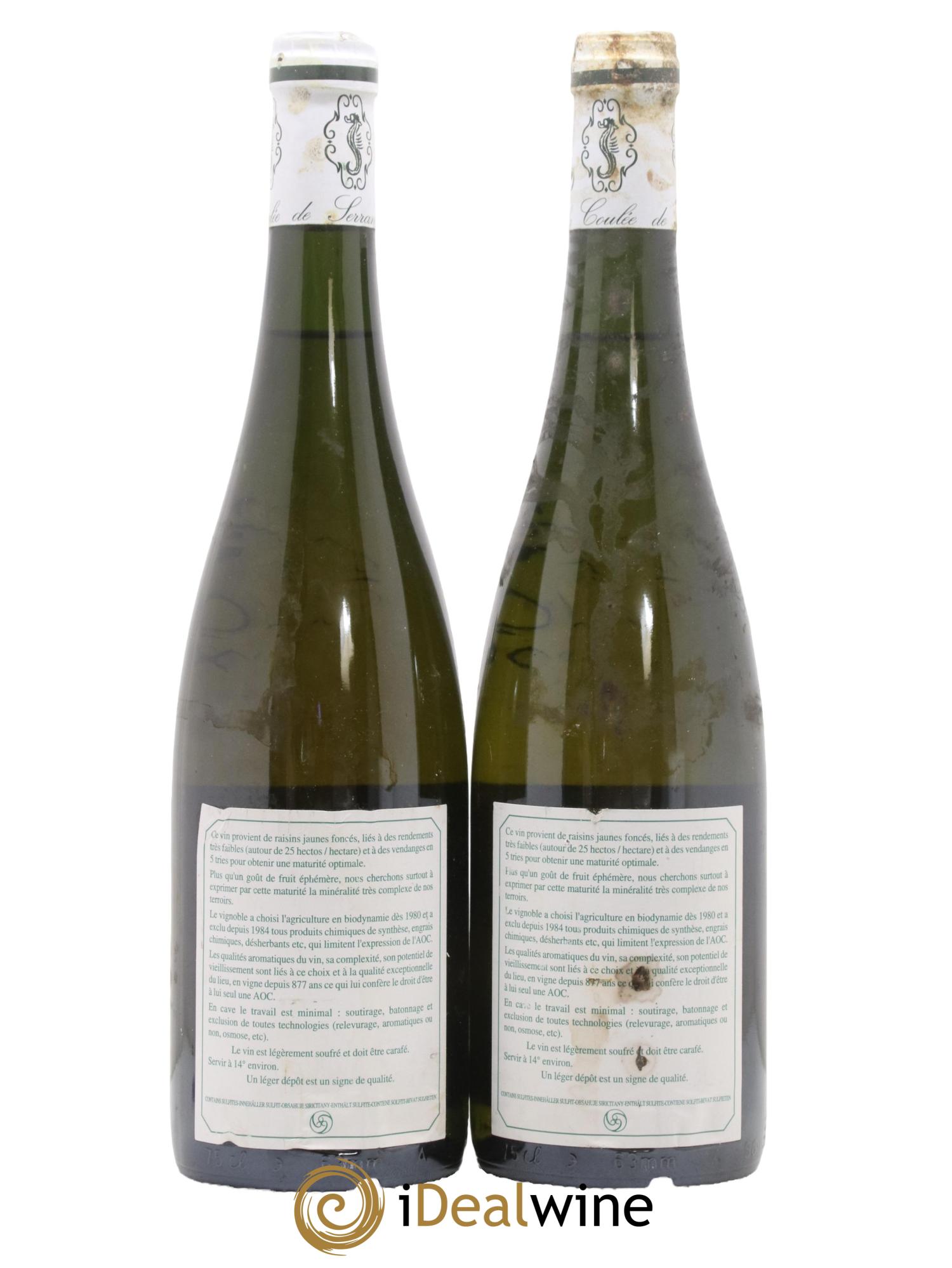 Savennières Clos de la Coulée de Serrant Vignobles de la Coulée de Serrant - Nicolas Joly 2009 - Lot de 2 bouteilles - 1