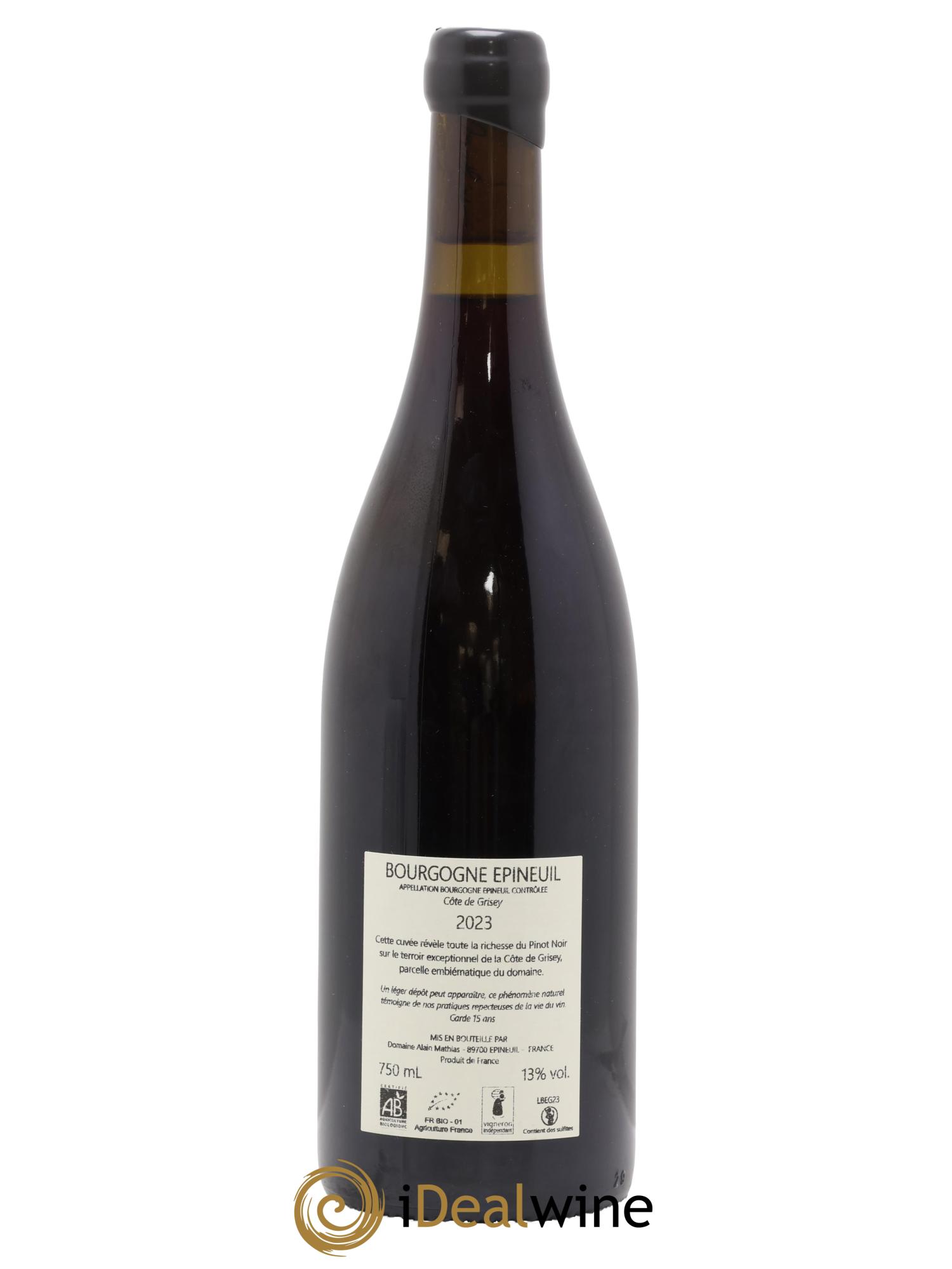 Bourgogne Epineuil Côte de Grisey Domaine Alain Mathias 2023 - Lot de 1 bouteille - 1