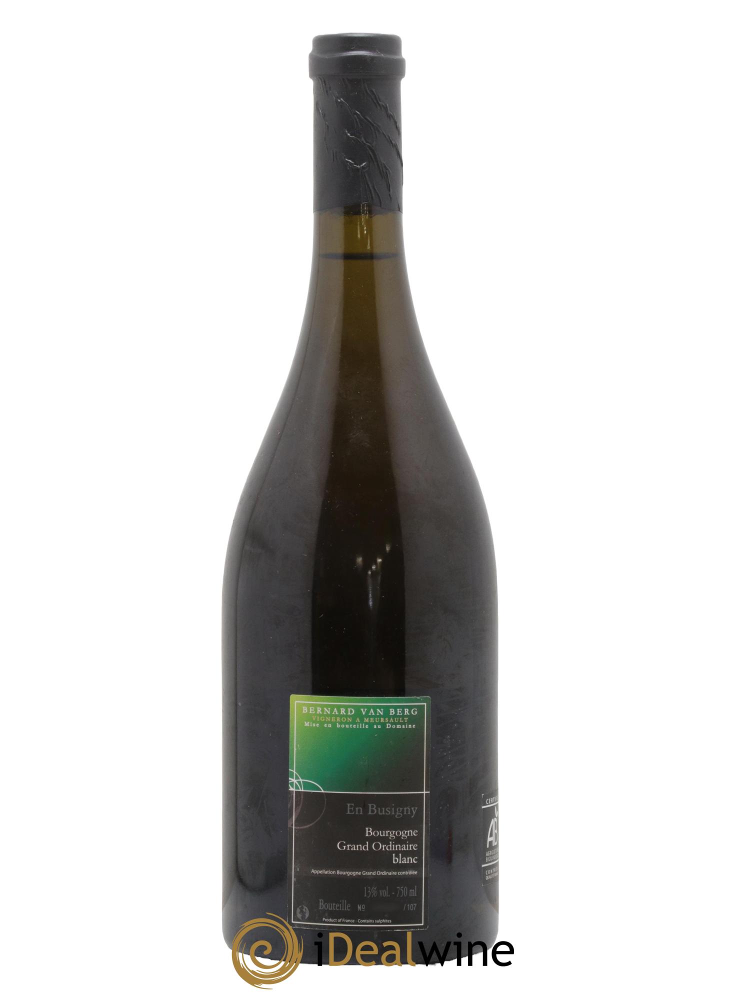 Bourgogne Grand Ordinaire En Busigny Bernard Van Berg Grand Ordinaire Le Vin Le Plus Simplement En Busigny Bernard Van Berg 2010 - Lot de 1 bouteille - 1