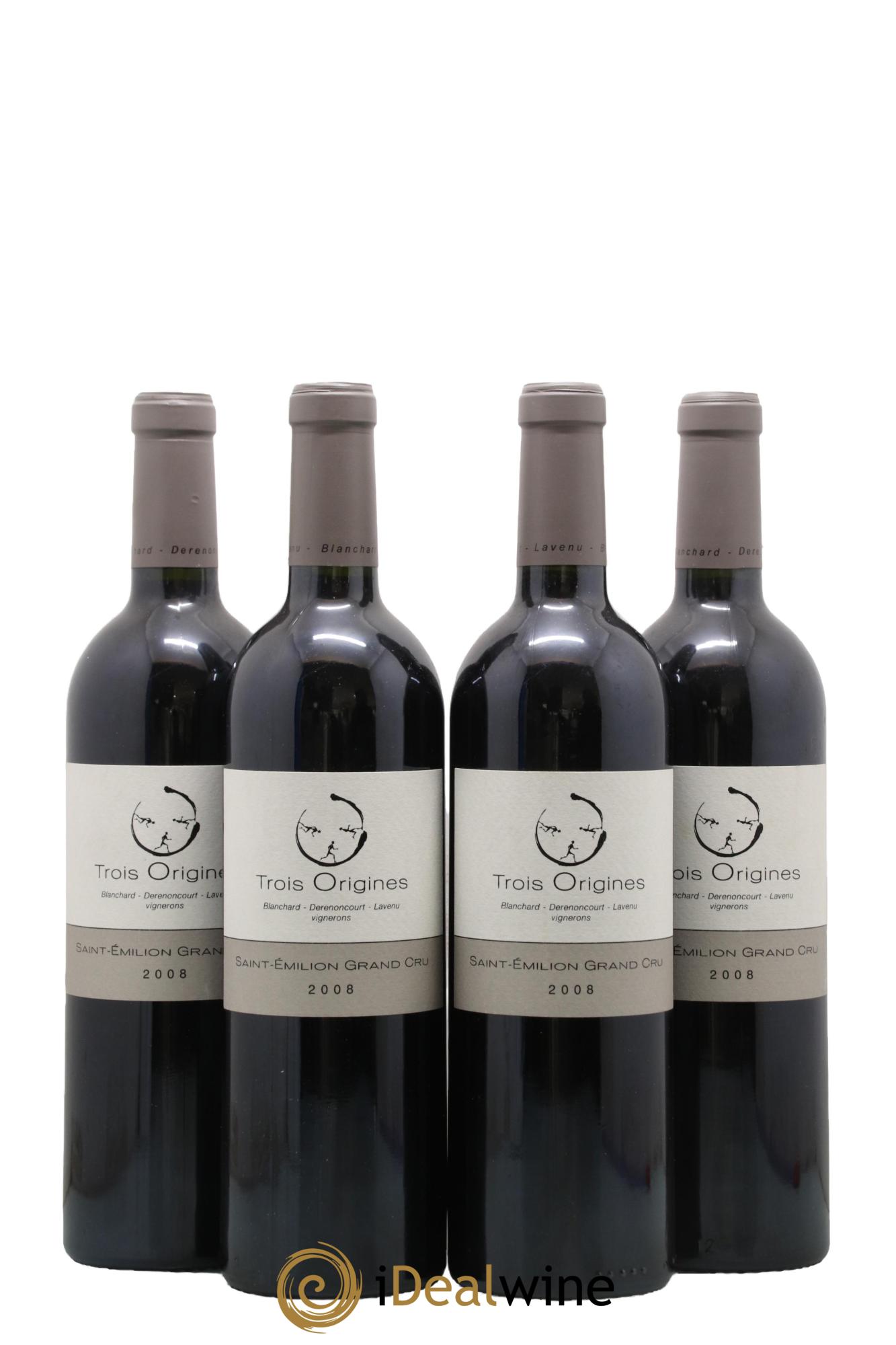 Saint-Émilion Grand Cru Château Les Trois Origines 2008 - Lot de 4 bouteilles - 0