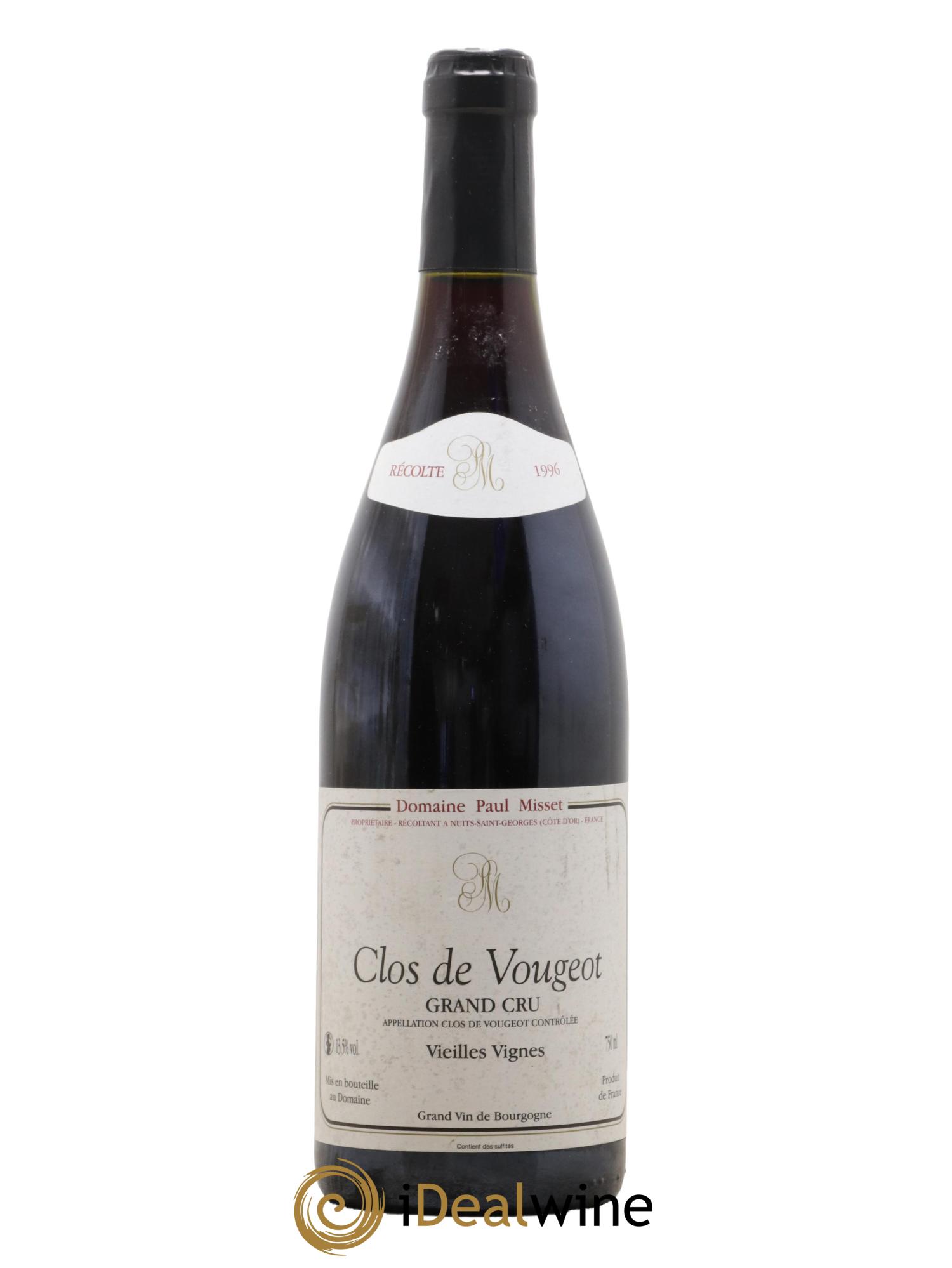 Clos de Vougeot Grand Cru Vieilles Vignes Paul Misset 1996 - Lot de 1 bouteille - 0
