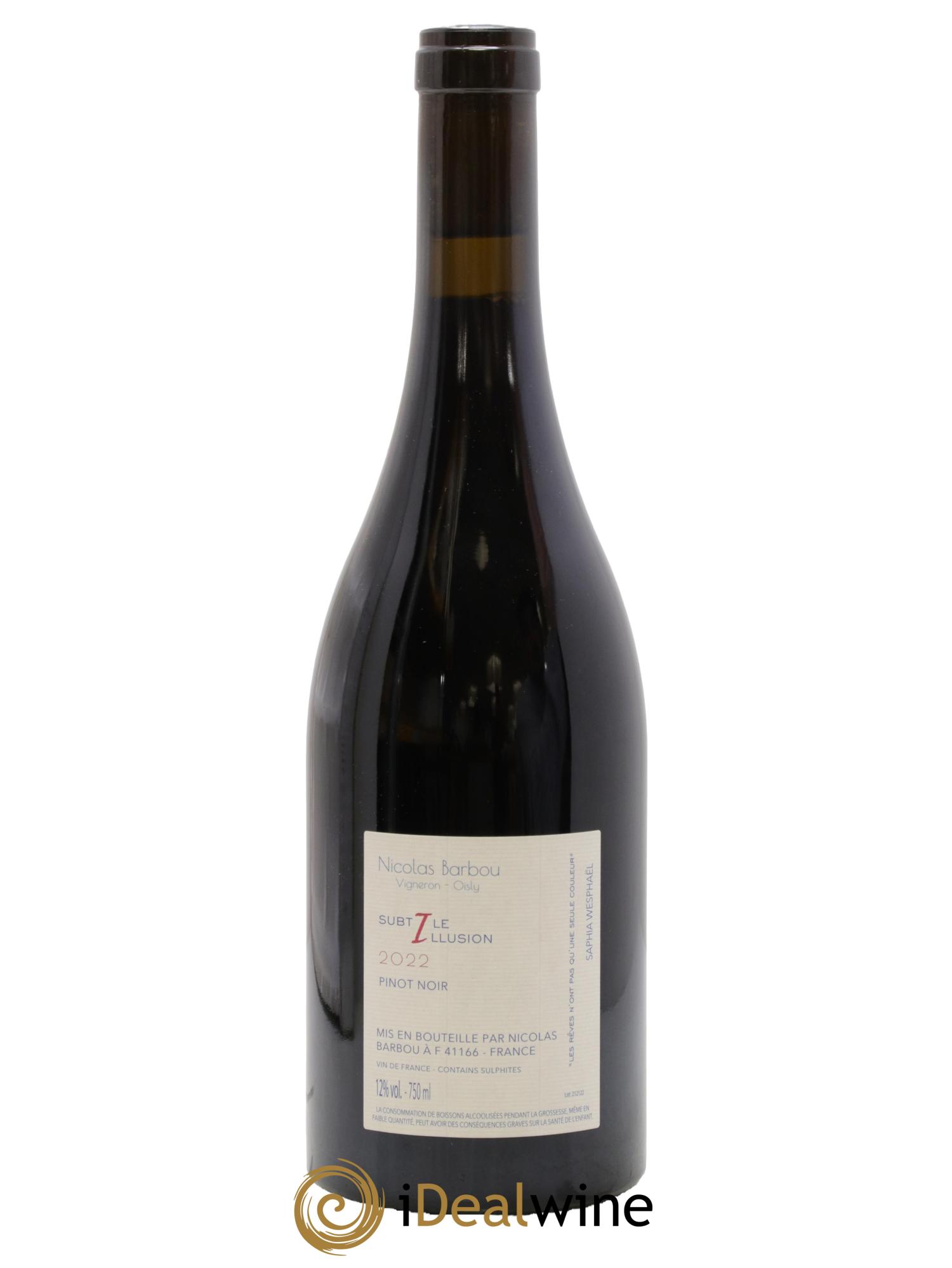 Vin de France Subtile illusion Pinot Noir Nicolas Barbou 2022 - Lot of 1 bottle - 1
