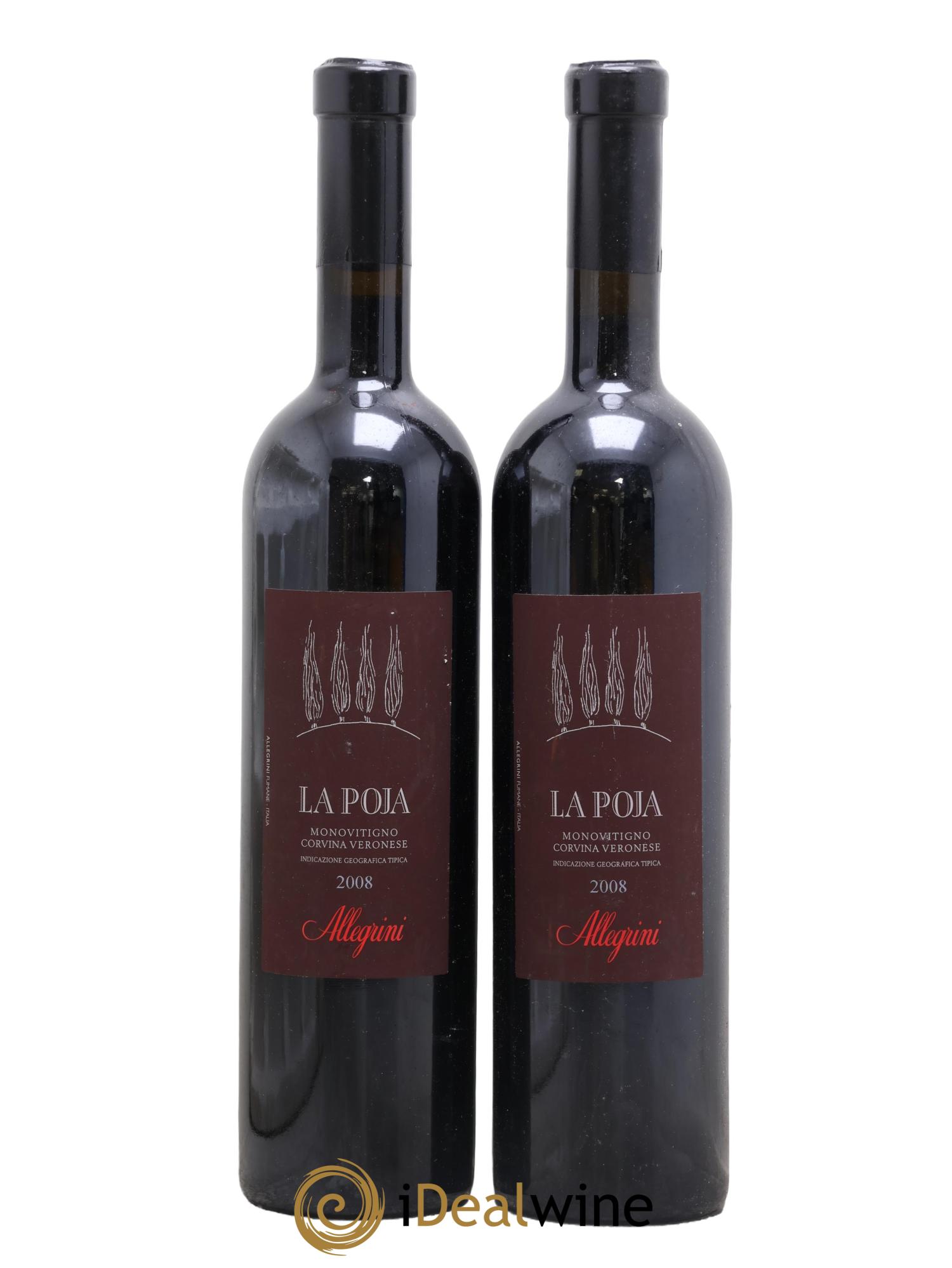 Italie IGT Veronese La Poja Monovitigno Corvina Veronese Allegrini 2008 - Lot de 2 bouteilles - 0