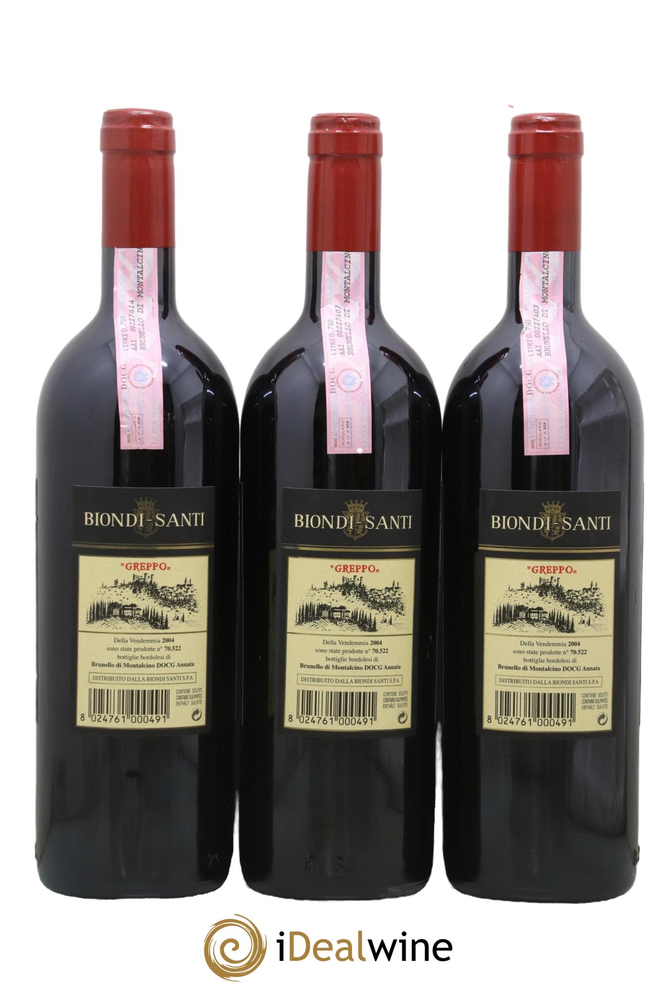 Brunello di Montalcino DOCG Biondi-Santi Tenuta Greppo 2004 - Lot of 3 bottles - 1