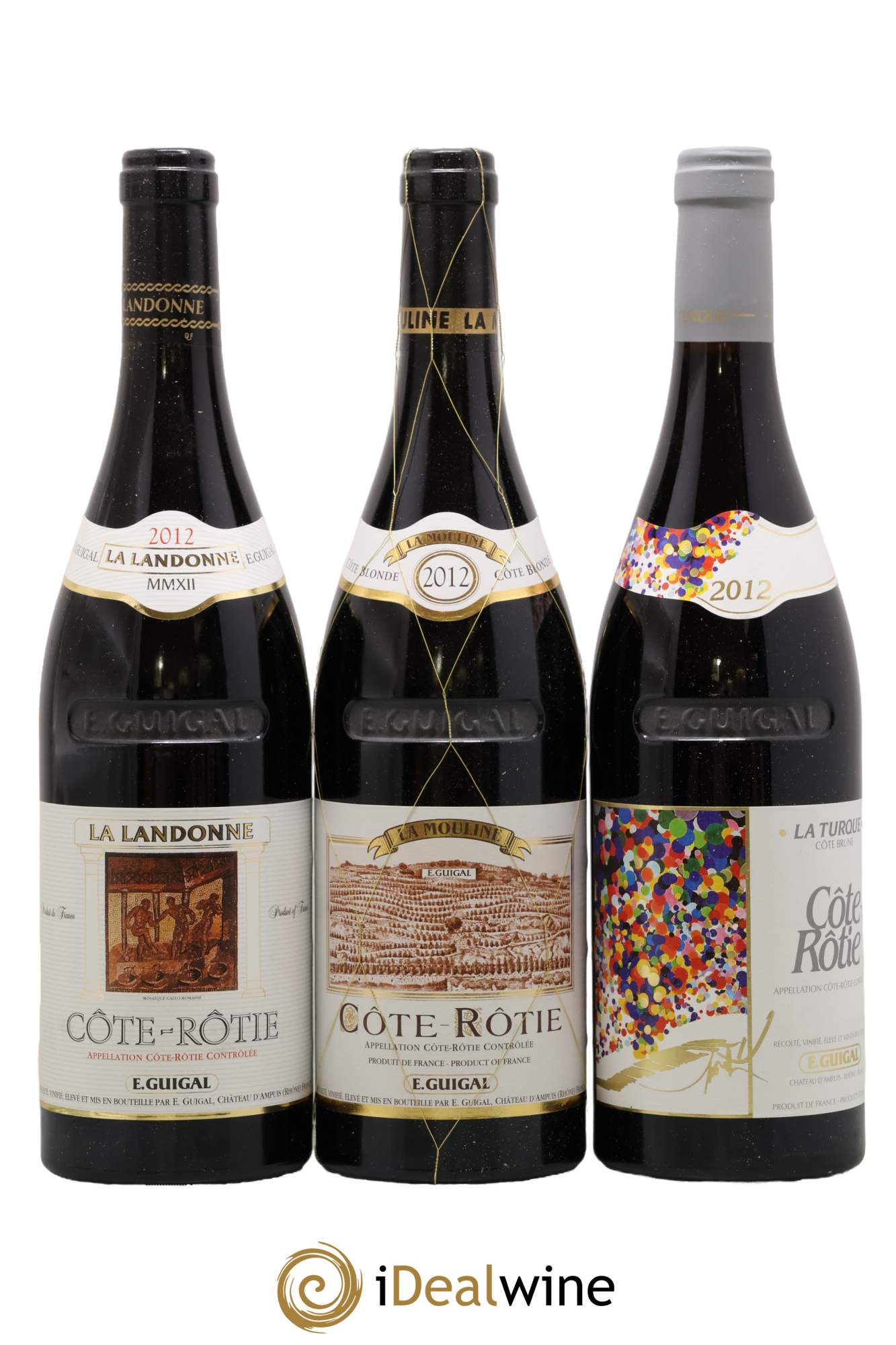 Côte-Rôtie Guigal Trilogie La Turque - La Landonne - La Mouline 2012 - Lot de 3 bouteilles - 0