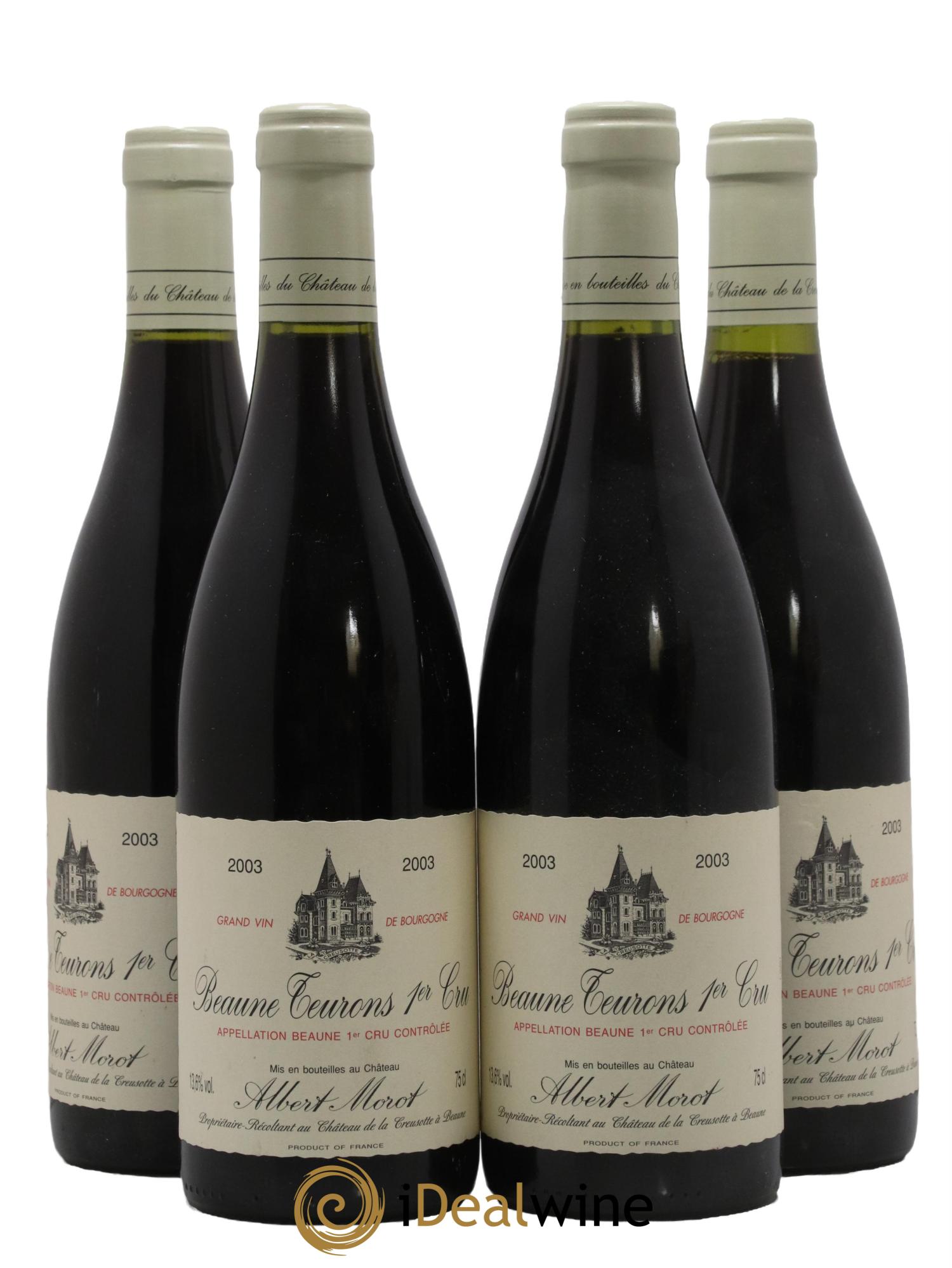 Beaune 1er Cru Les Teurons Domaine Albert Morot 2003 - Lot de 4 bouteilles - 0